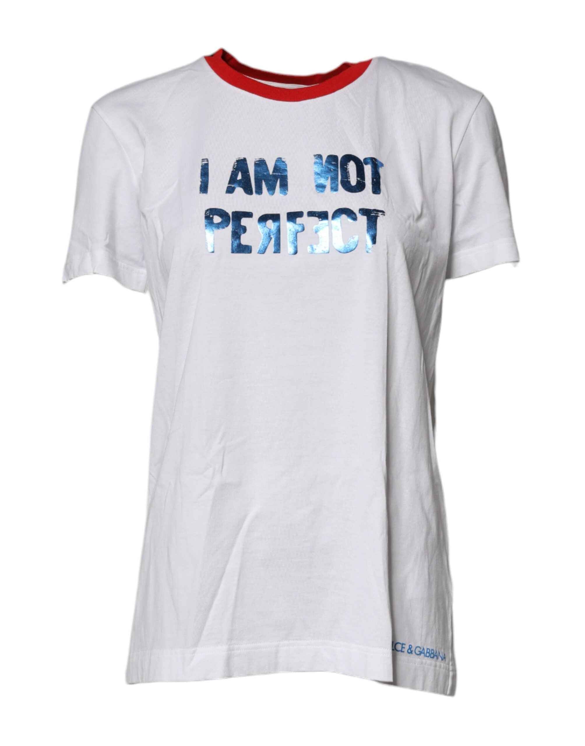 Dolce & Gabbana White Graphic Print Cotton Crew Neck T-shirt