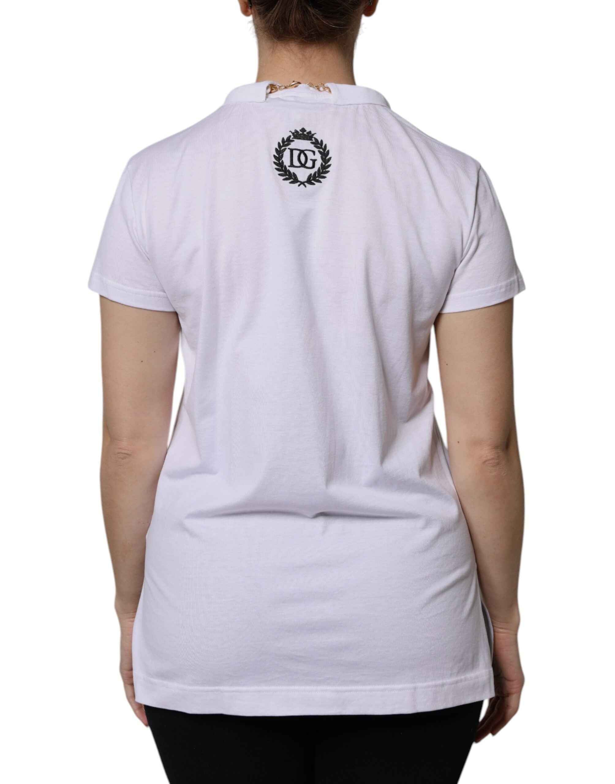 Dolce & Gabbana White Necklace Cotton Short Sleeve T-shirt
