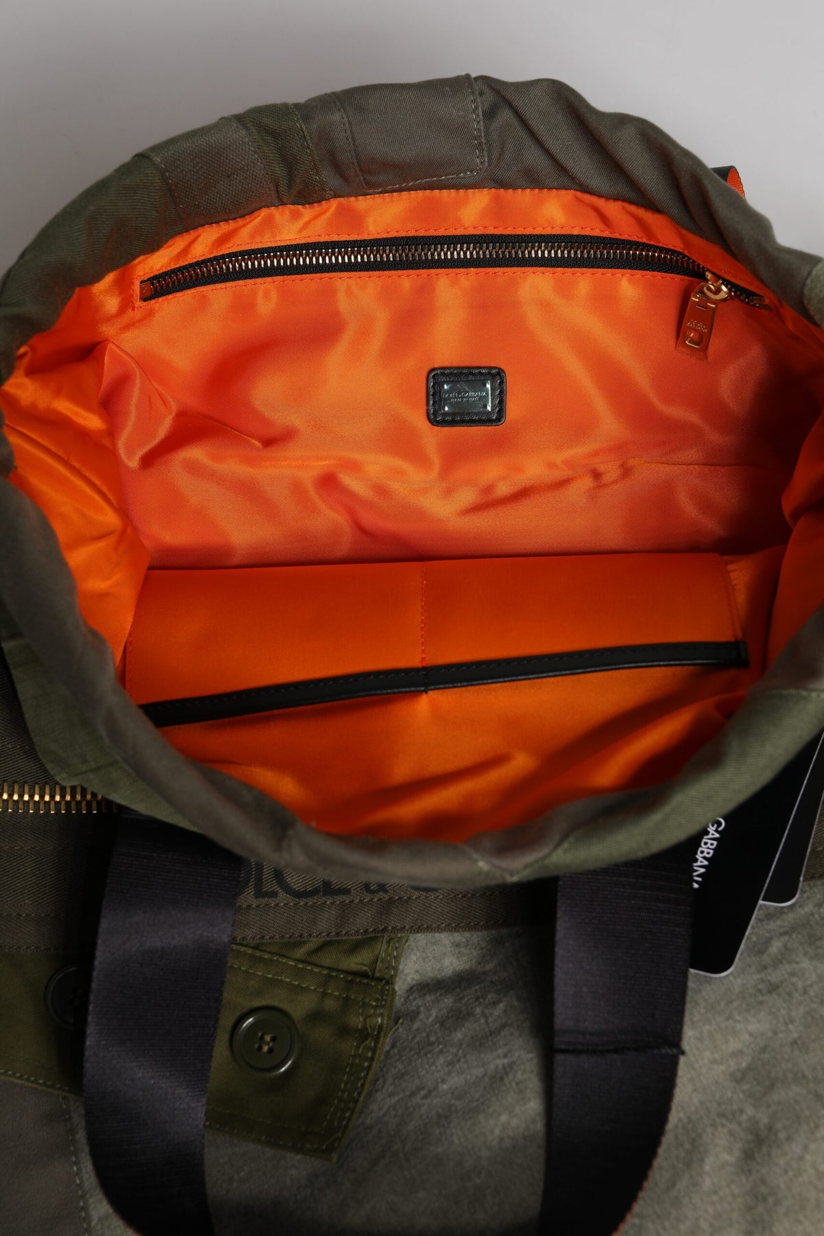 Dolce & Gabbana Military Green Patchwork Rucksack Backpack Bag