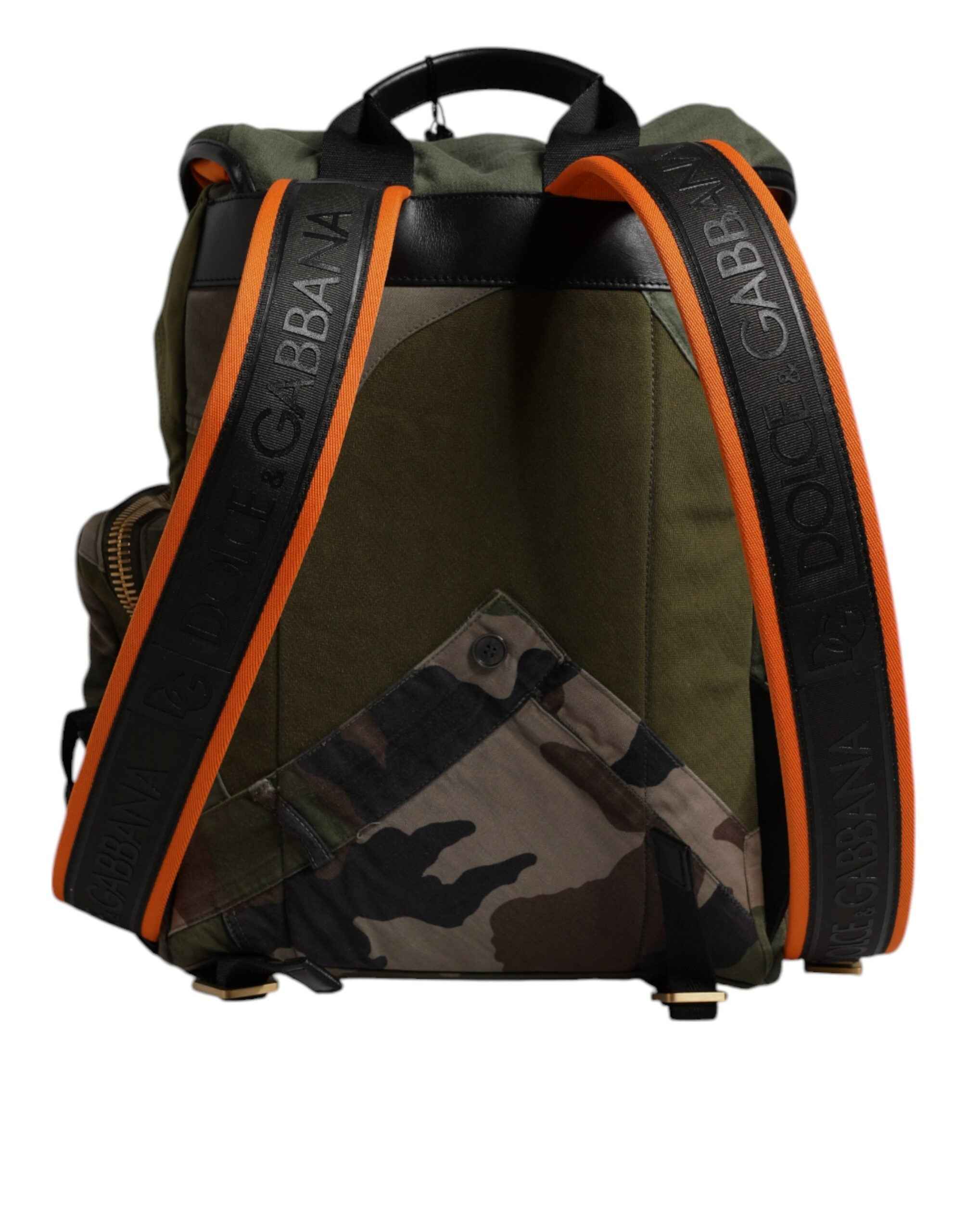 Dolce & Gabbana Military Green Patchwork School Backpack Bag