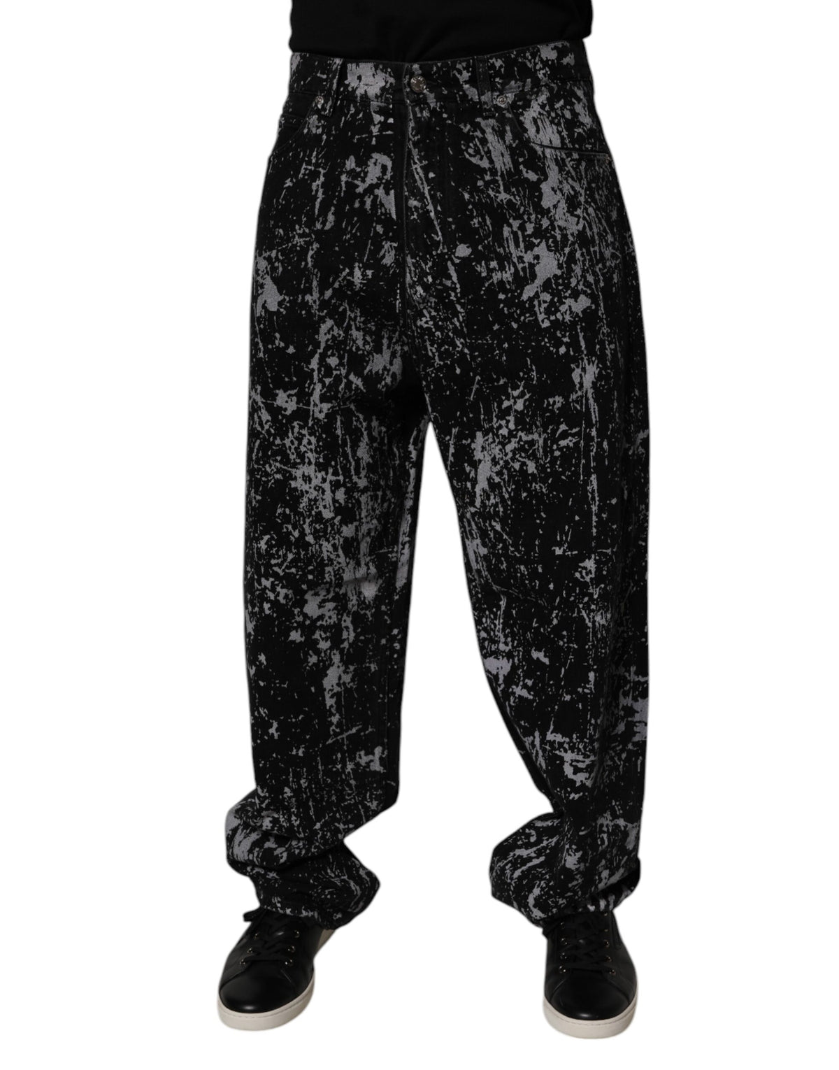 Dolce & Gabbana Dark Gray Tie Dye Cotton Straight Men Denim Jeans