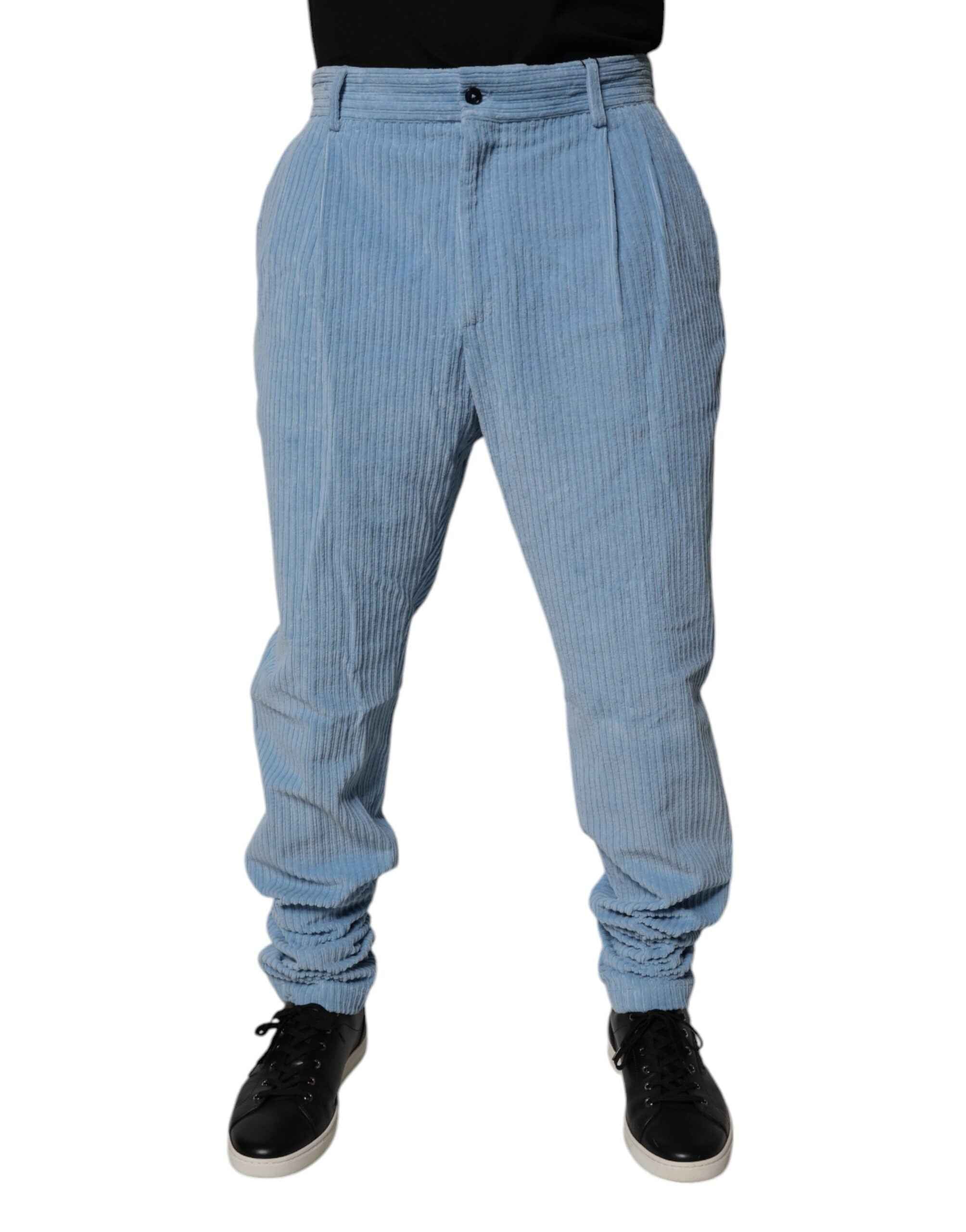 Dolce & Gabbana Light Blue Corduroy Cotton Skinny Denim Jeans
