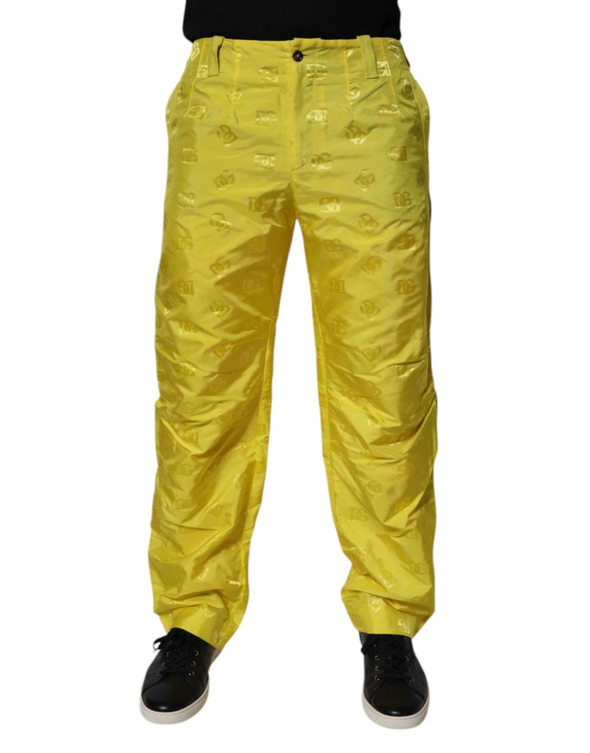 Dolce & Gabbana Yellow DG Monogram Polyester Straight Pants