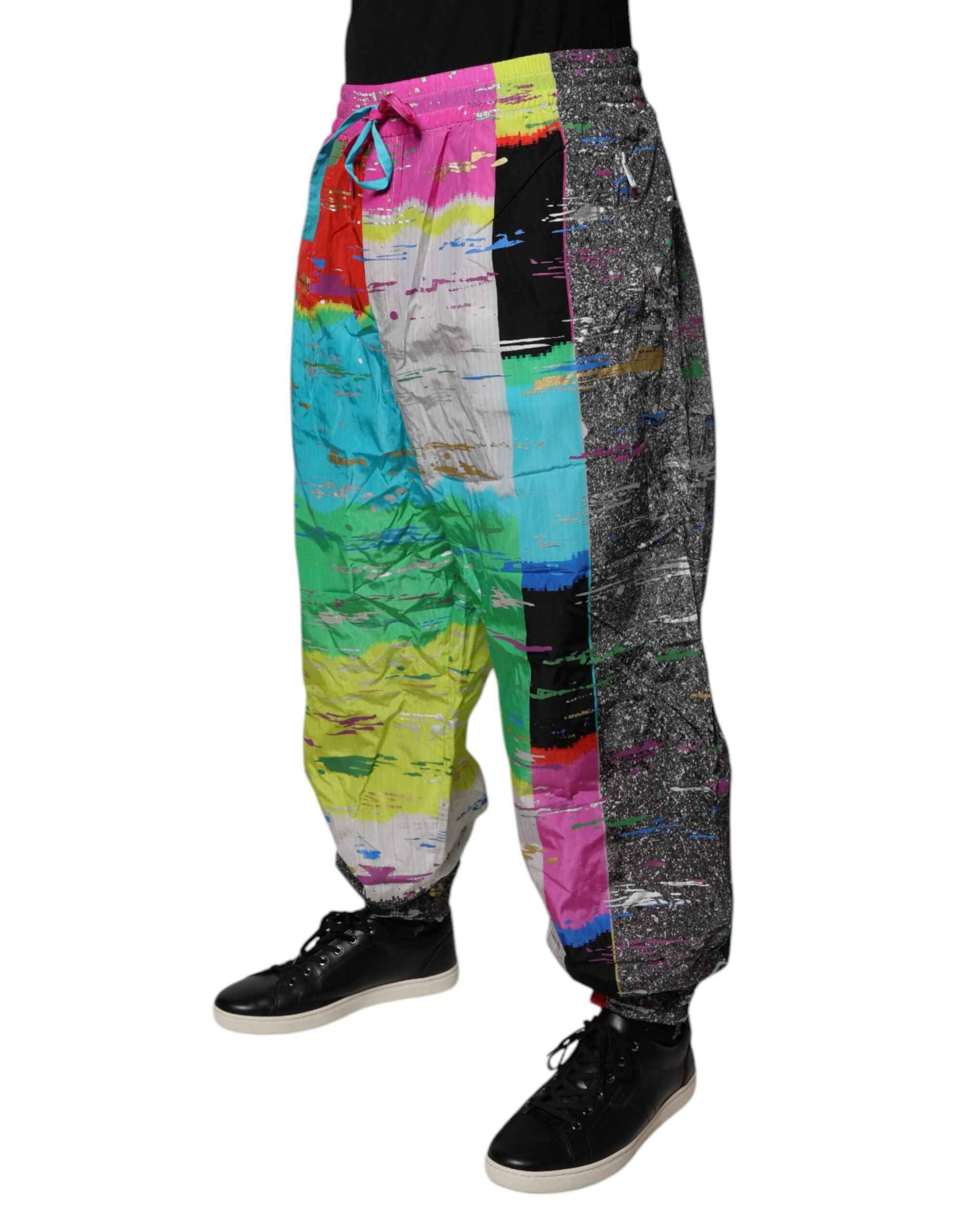 Dolce & Gabbana Multicolor Patchwork Mid Waist Sweatpants Pants