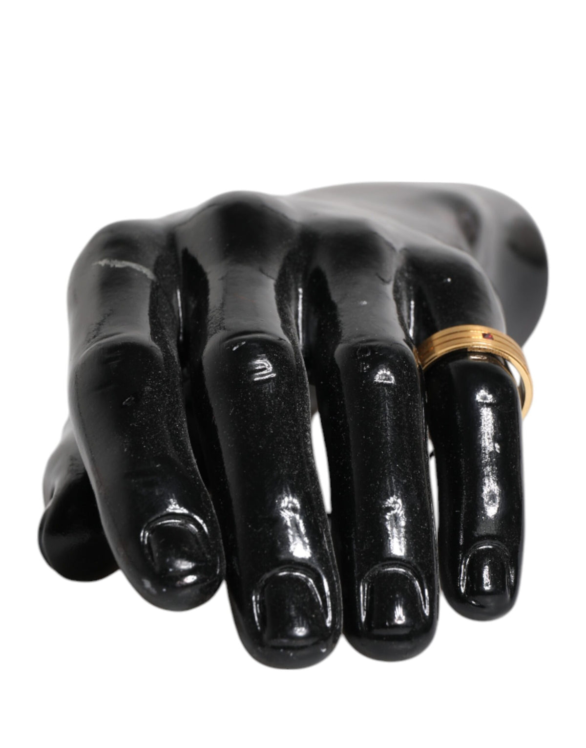 Dolce & Gabbana Gold Tone Brass Red Crystal DG Logo Ring