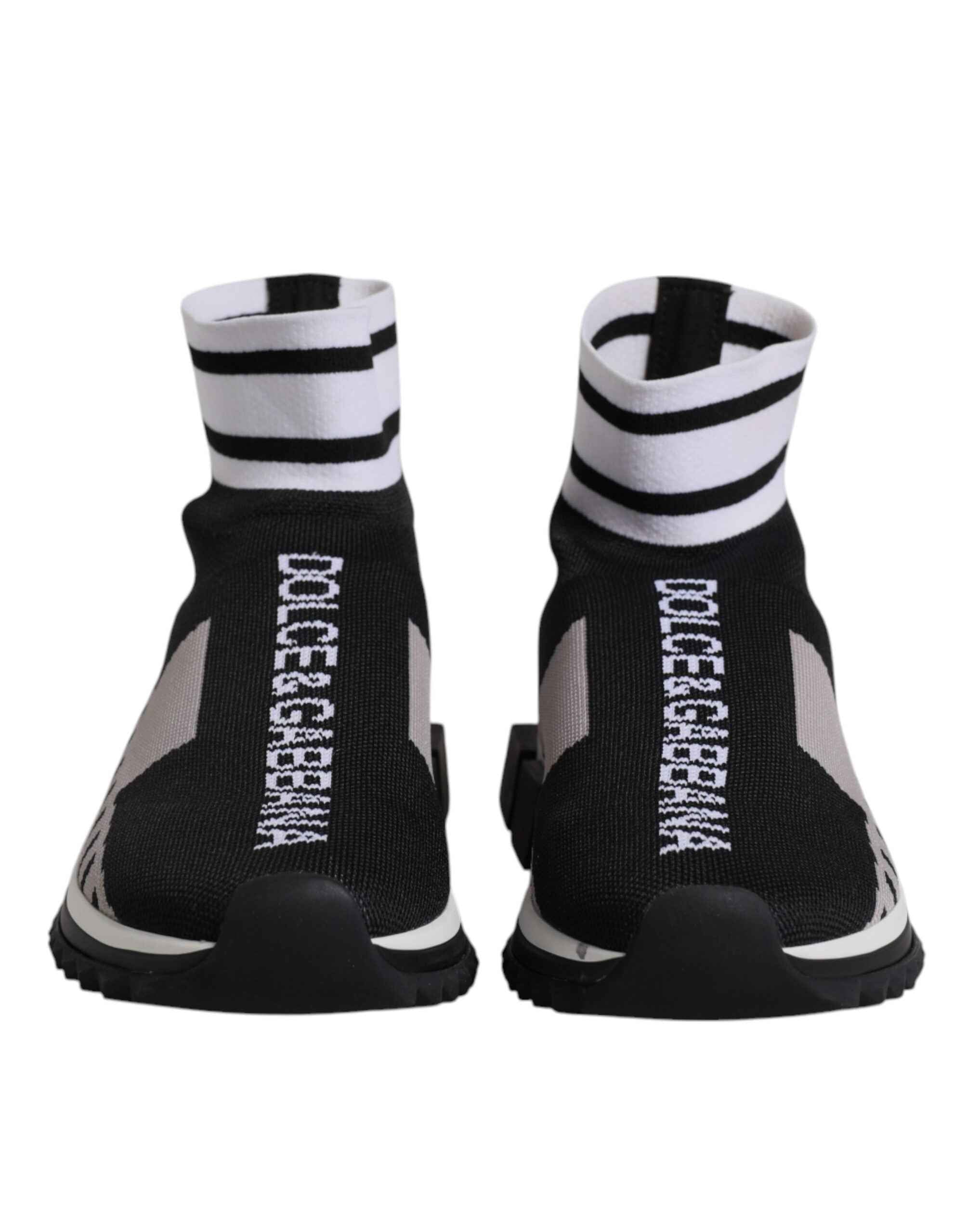 Dolce & Gabbana Black Gray Sorrento Socks Women Sneakers Shoes