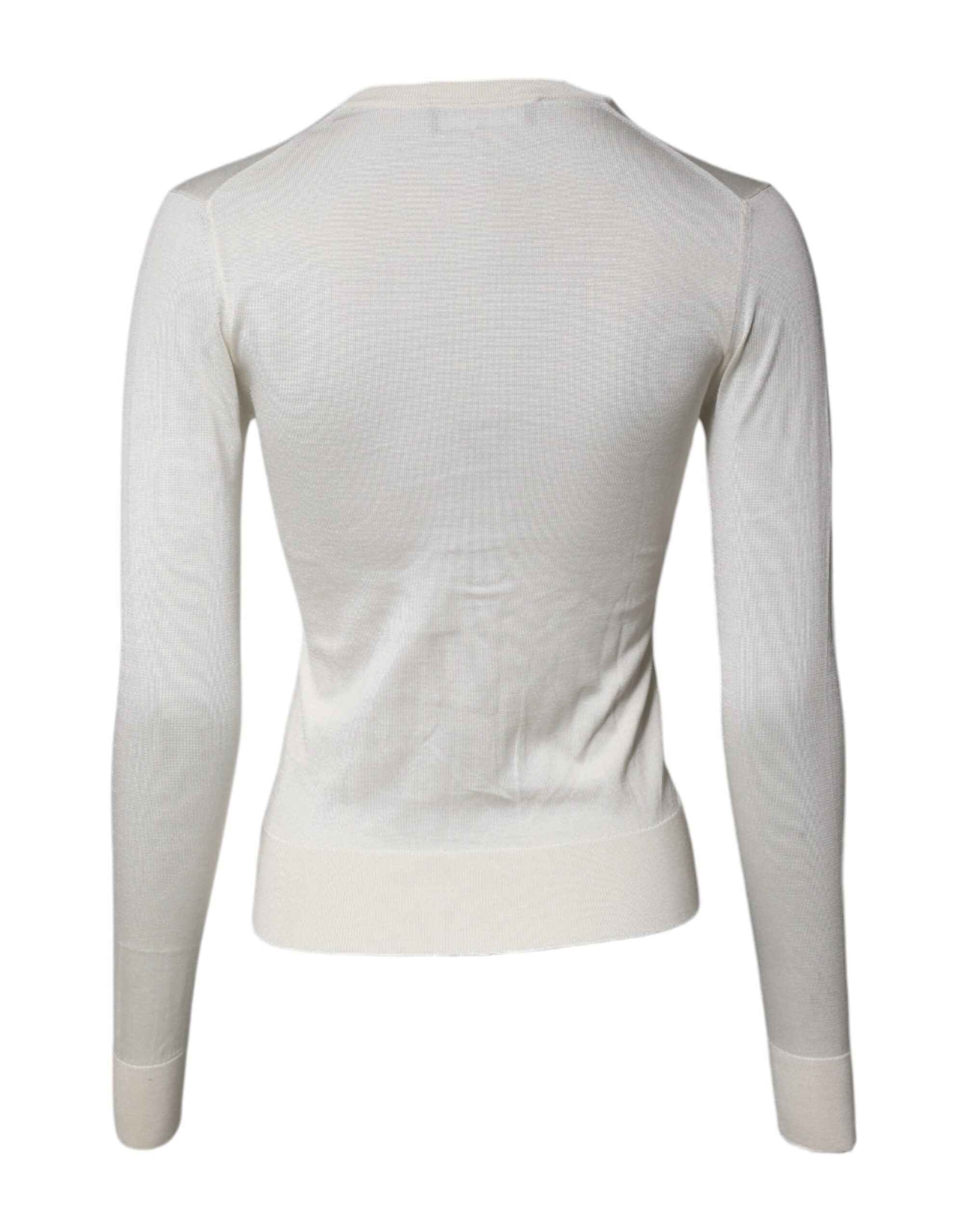 Dolce & Gabbana Cream Floral Silk Embellished Cardigan Sweater