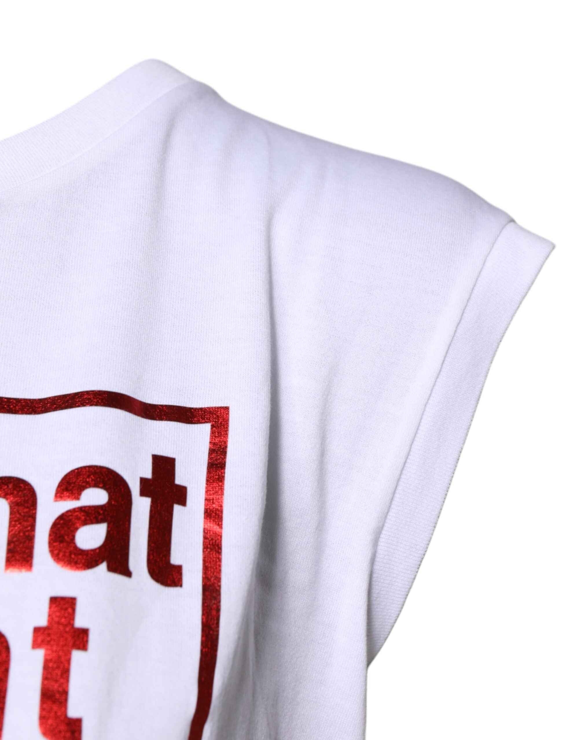 Dolce & Gabbana White Floral Graphic Print Sleeveless Tank Top
