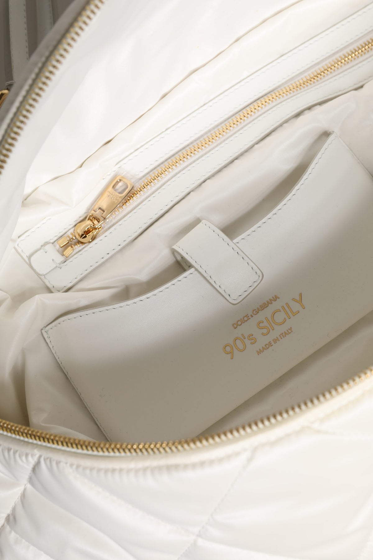 Dolce & Gabbana White Quilted Logo Plaque Belt Waist Fanny Pack Bag