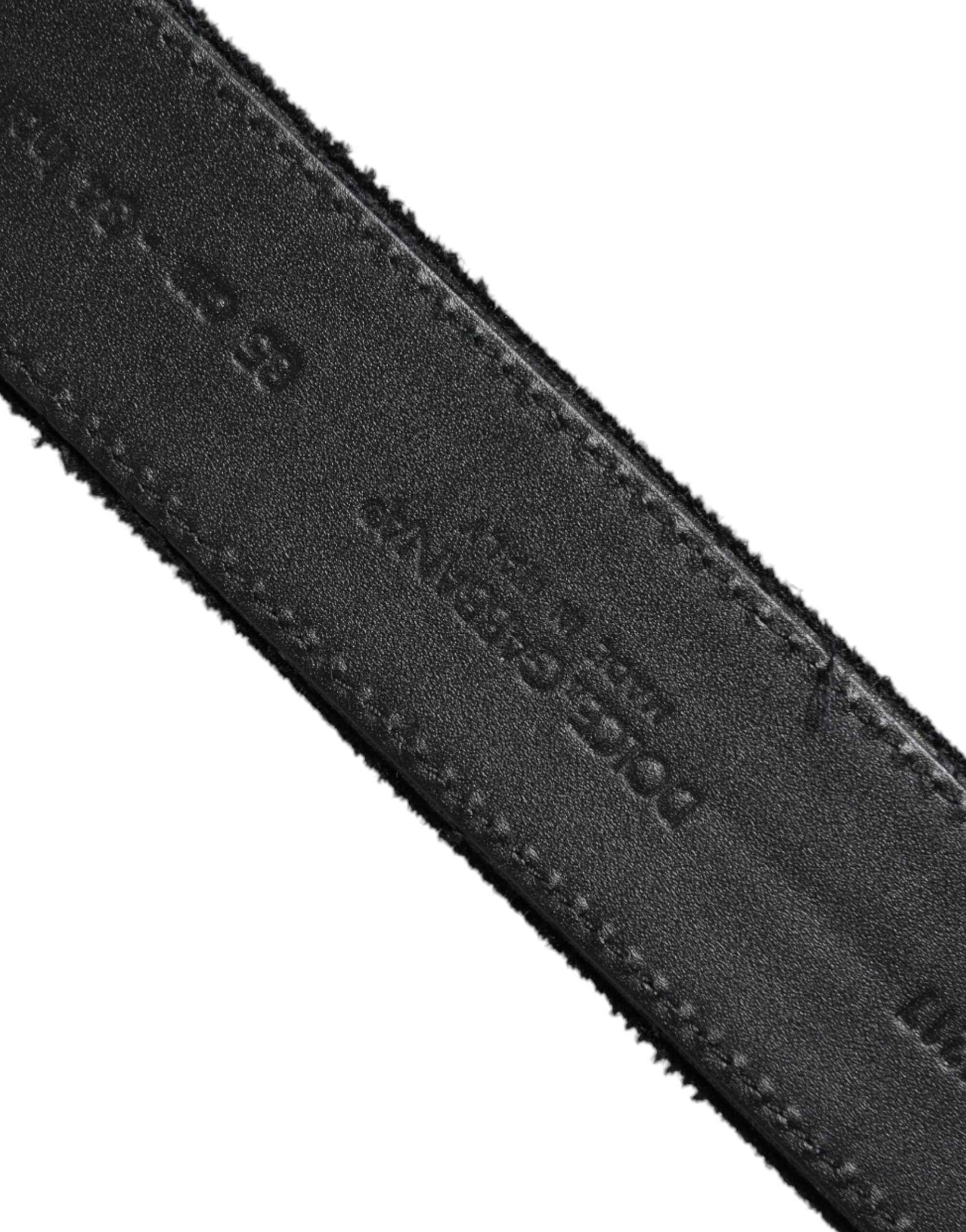 Dolce & Gabbana Black Cotton Silver Tone Metal Buckle Belt