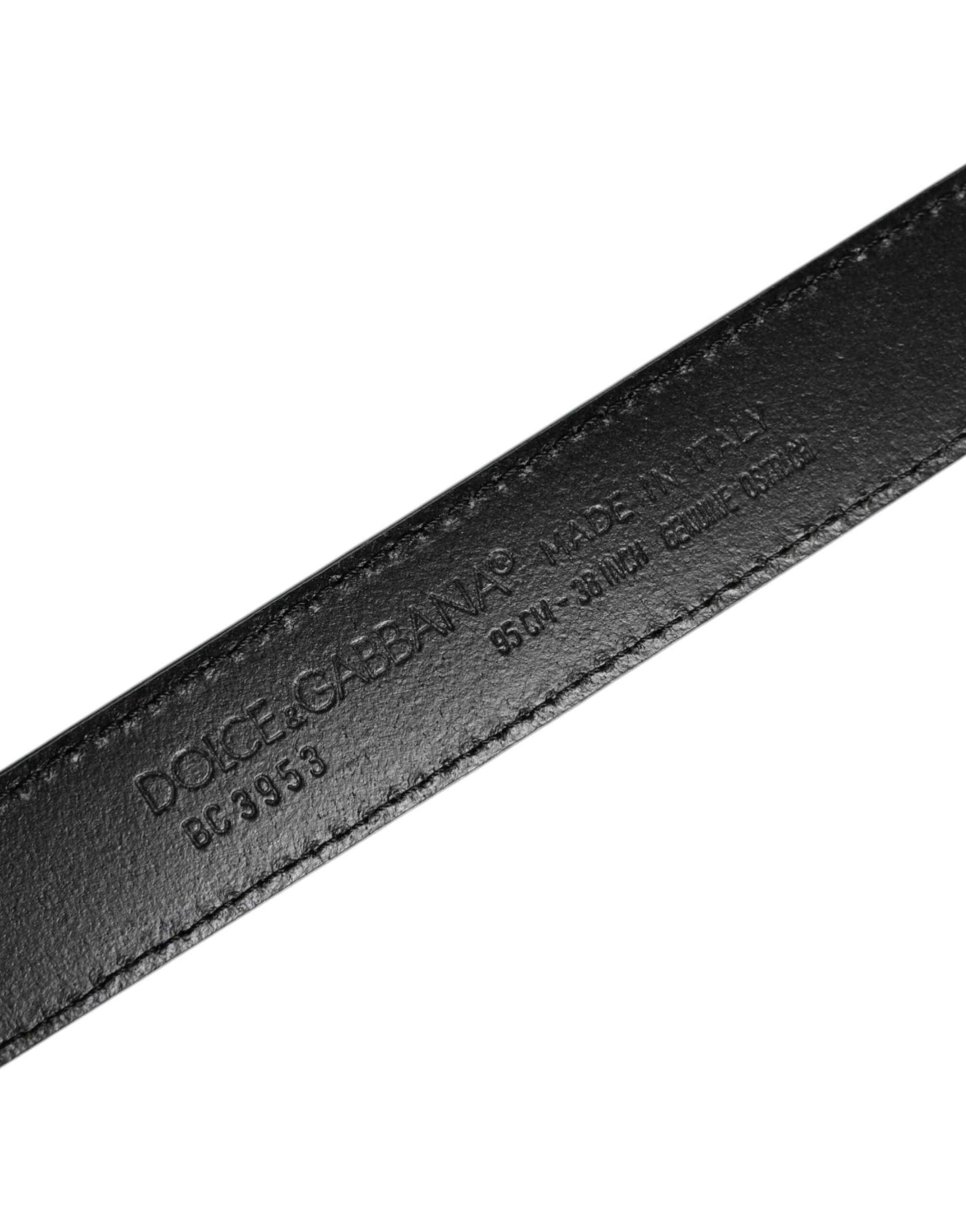 Dolce & Gabbana Green Leather Silver Tone Metal Buckle Belt