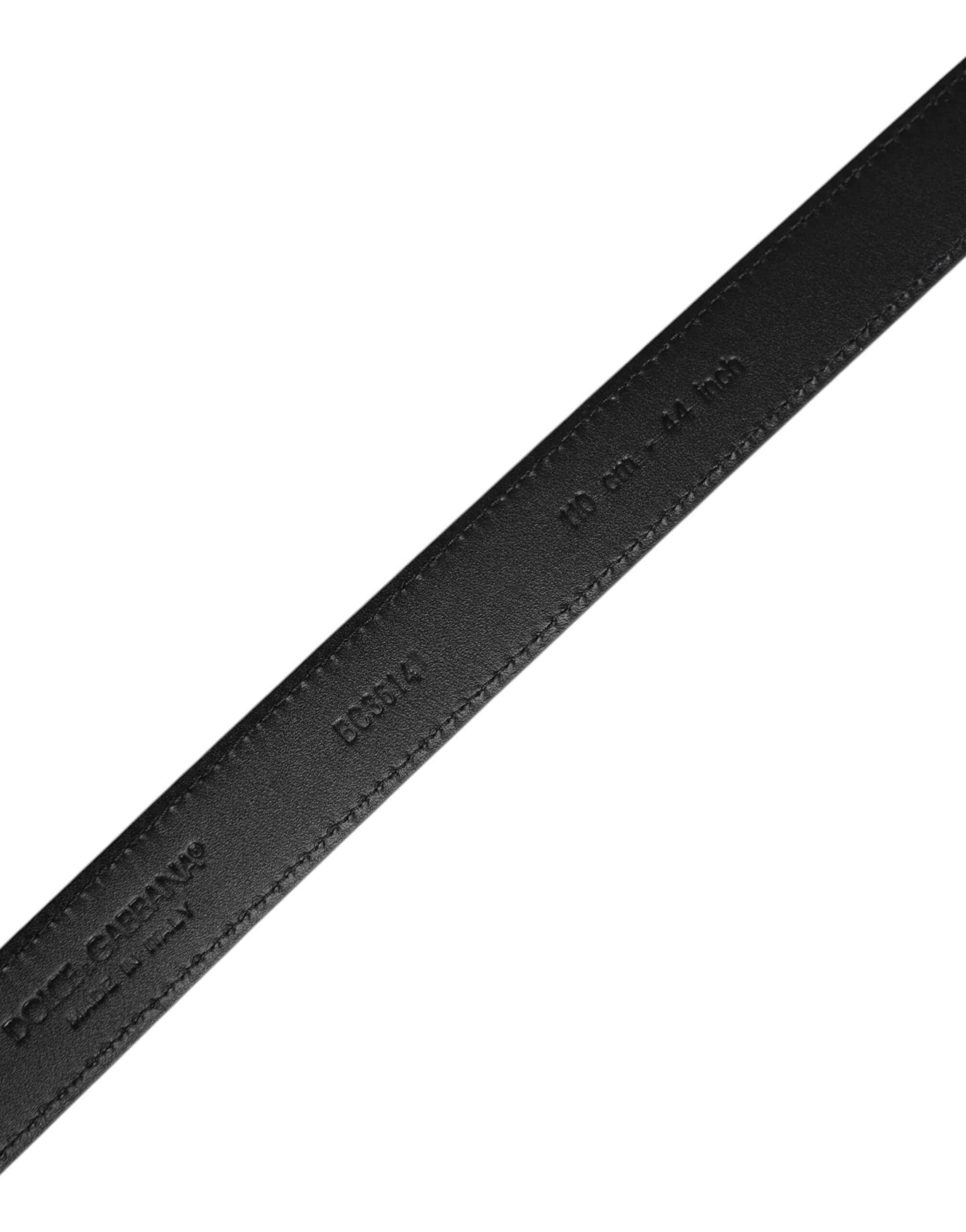 Dolce & Gabbana Black Goat Leather Metal Buckle Classic Belt