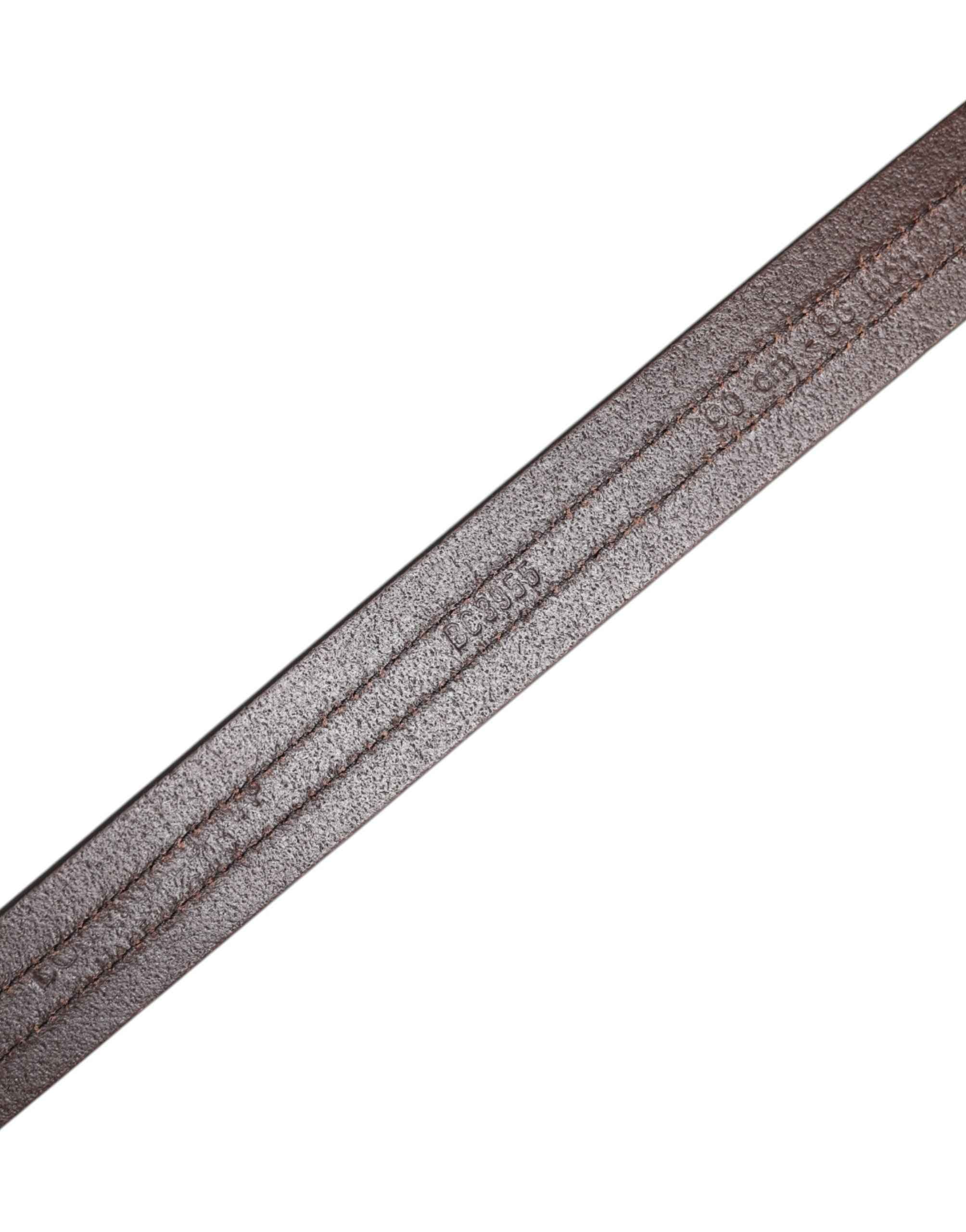 Dolce & Gabbana Burgundy Leather Metal Logo Buckle Belt
