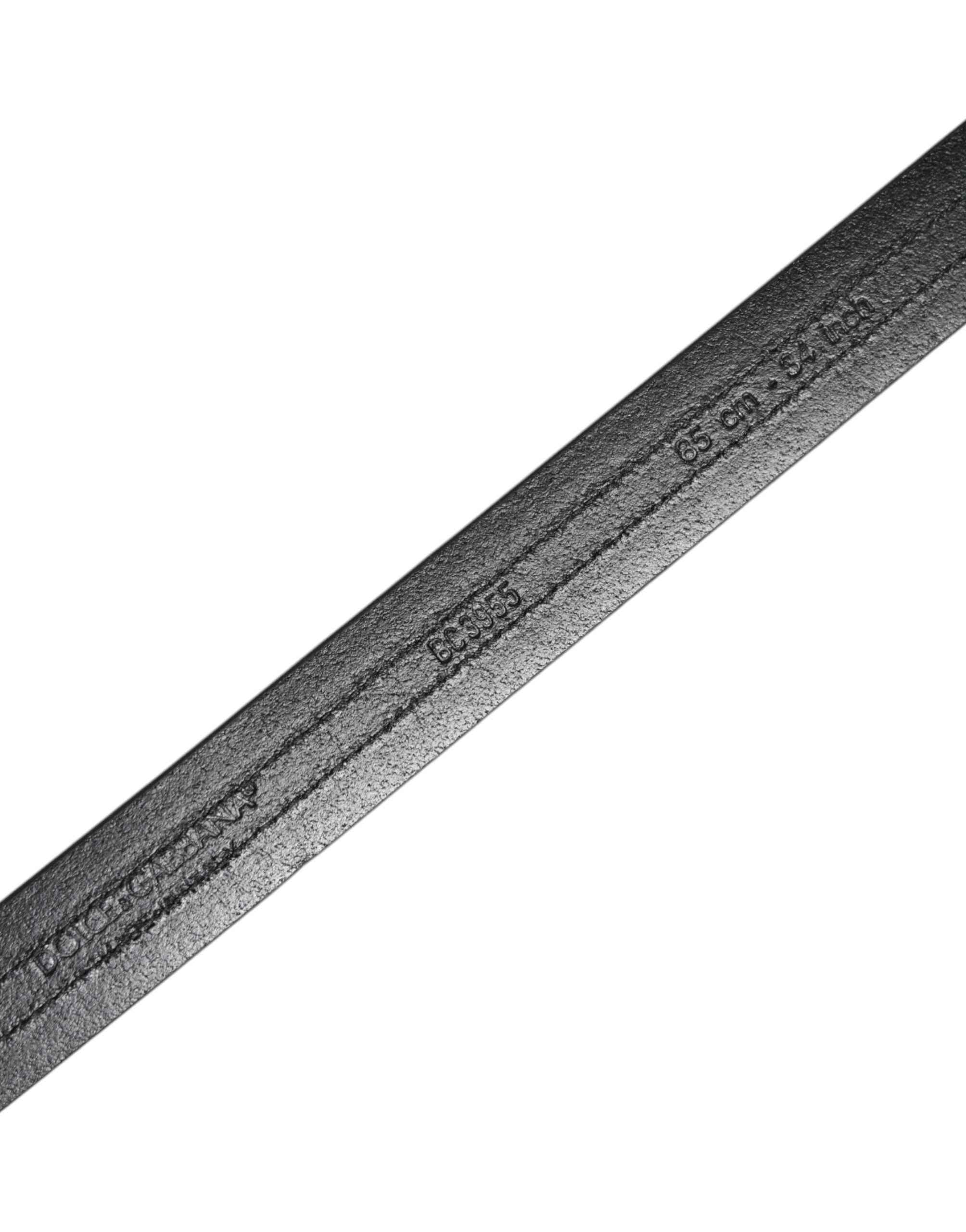 Dolce & Gabbana Black Burgundy Calfskin Metal Logo Buckle Belt