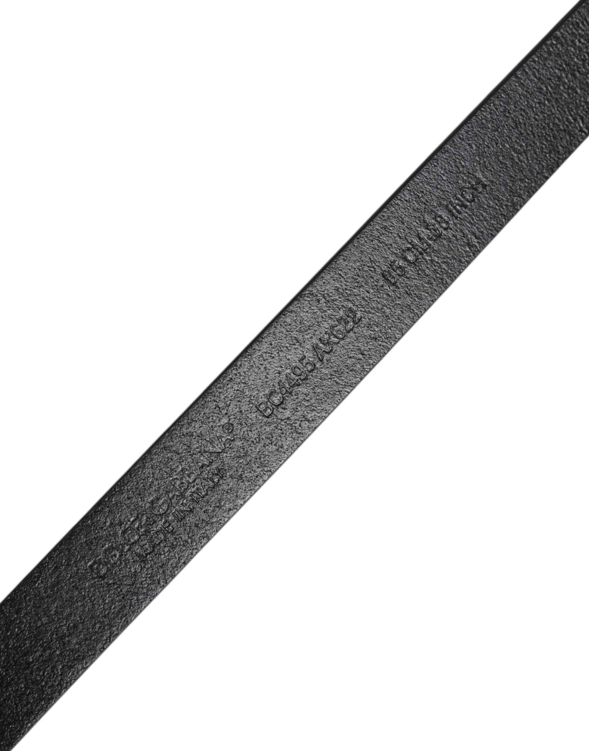 Dolce & Gabbana Black Calfskin Classic Metal Logo Buckle Belt