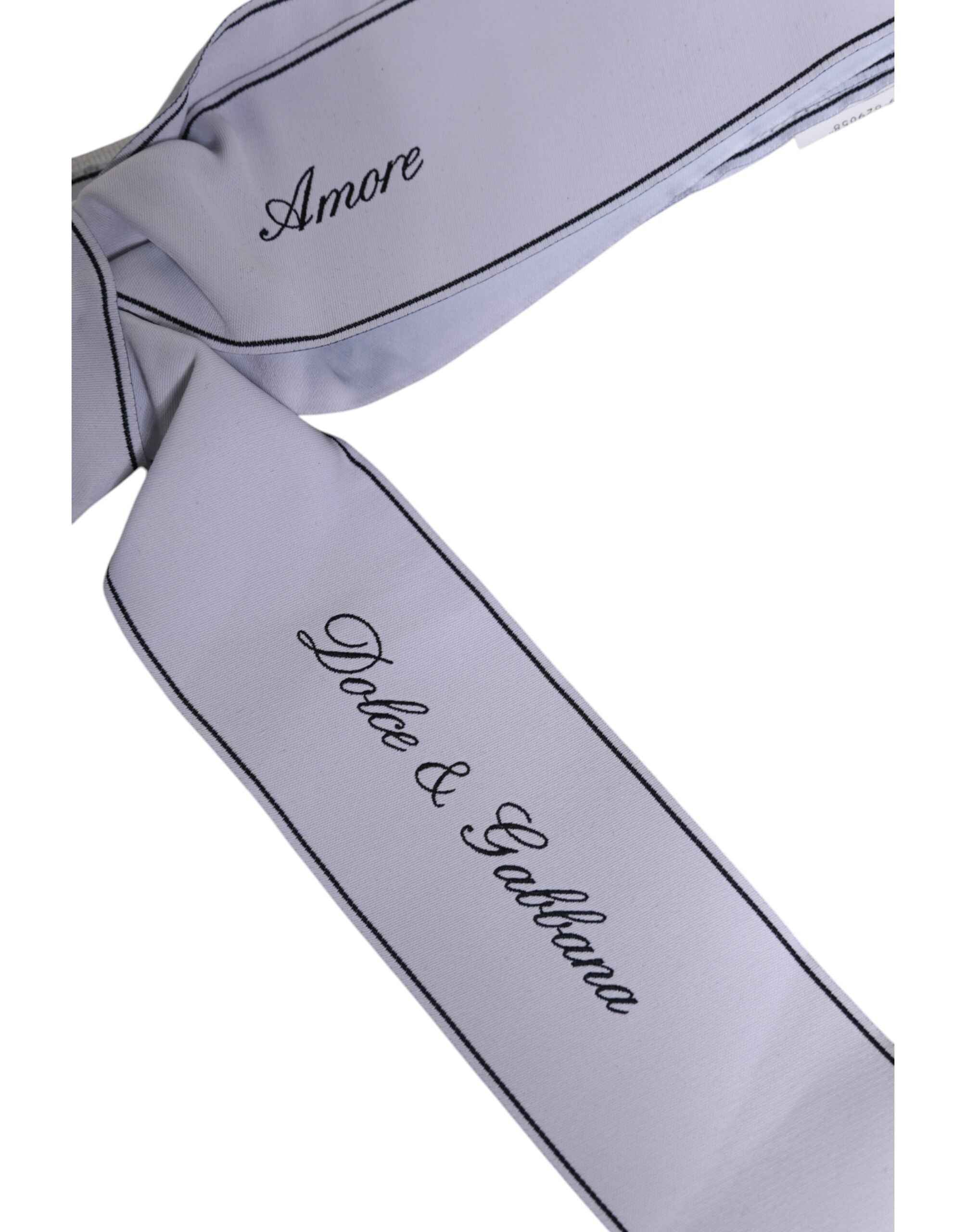 Dolce & Gabbana White Waist Ribbon Wide Bow Logo Belt