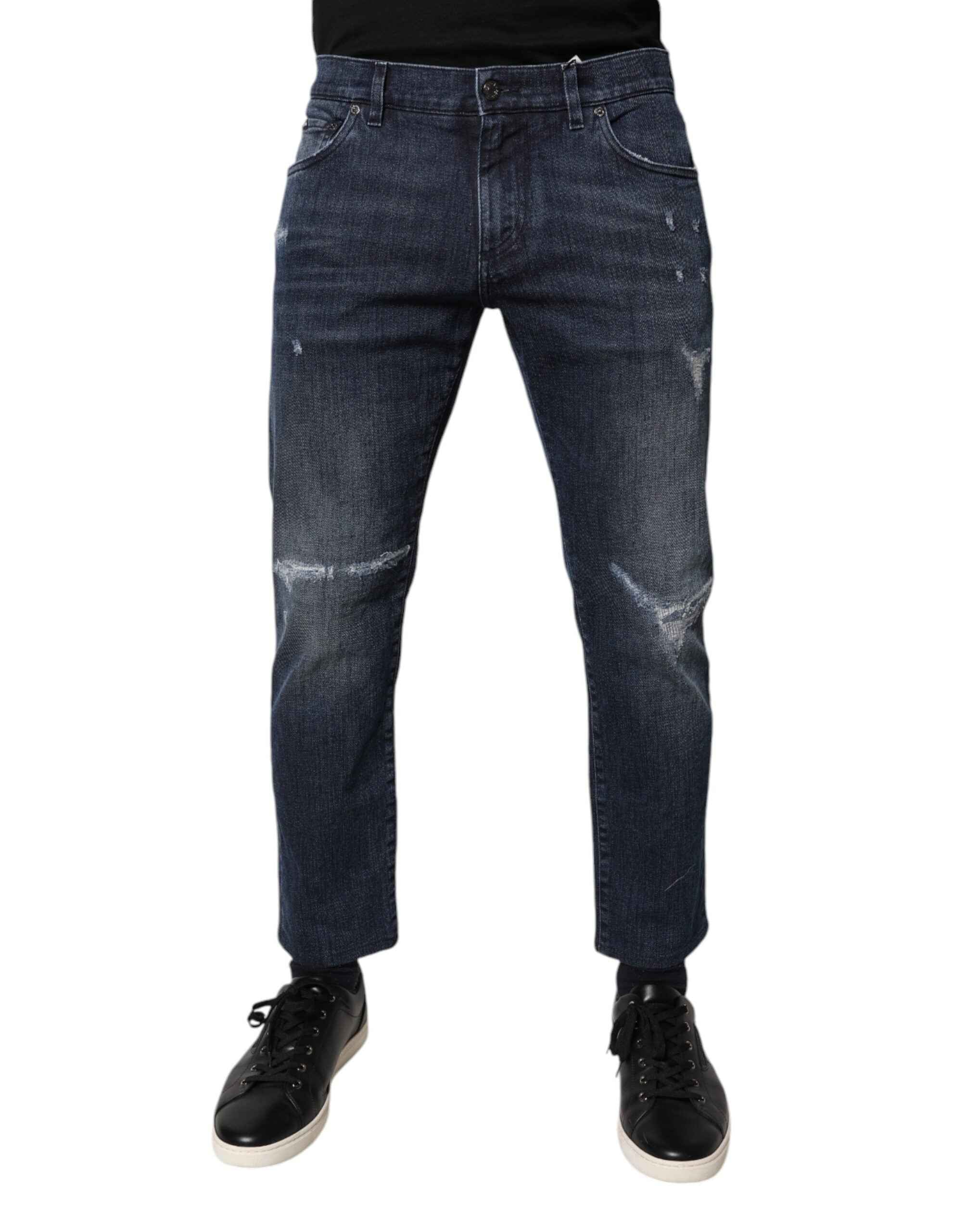 Dolce & Gabbana Blue Cotton Stretch Skinny Men Denim Jeans