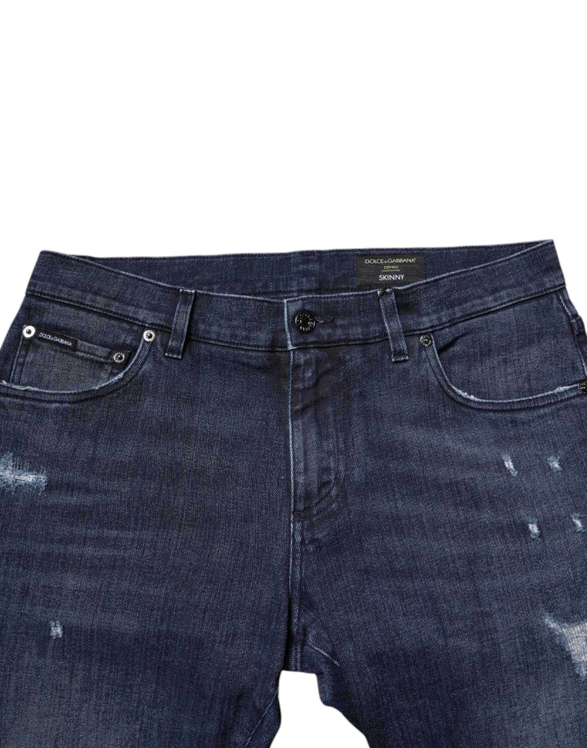 Dolce & Gabbana Blue Cotton Stretch Skinny Men Denim Jeans