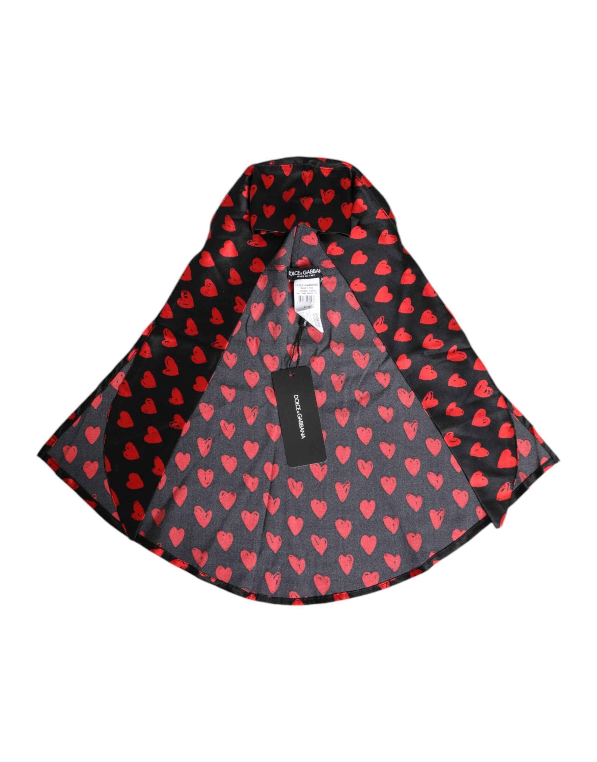 Dolce & Gabbana Black Red Hearts Polyester Hat