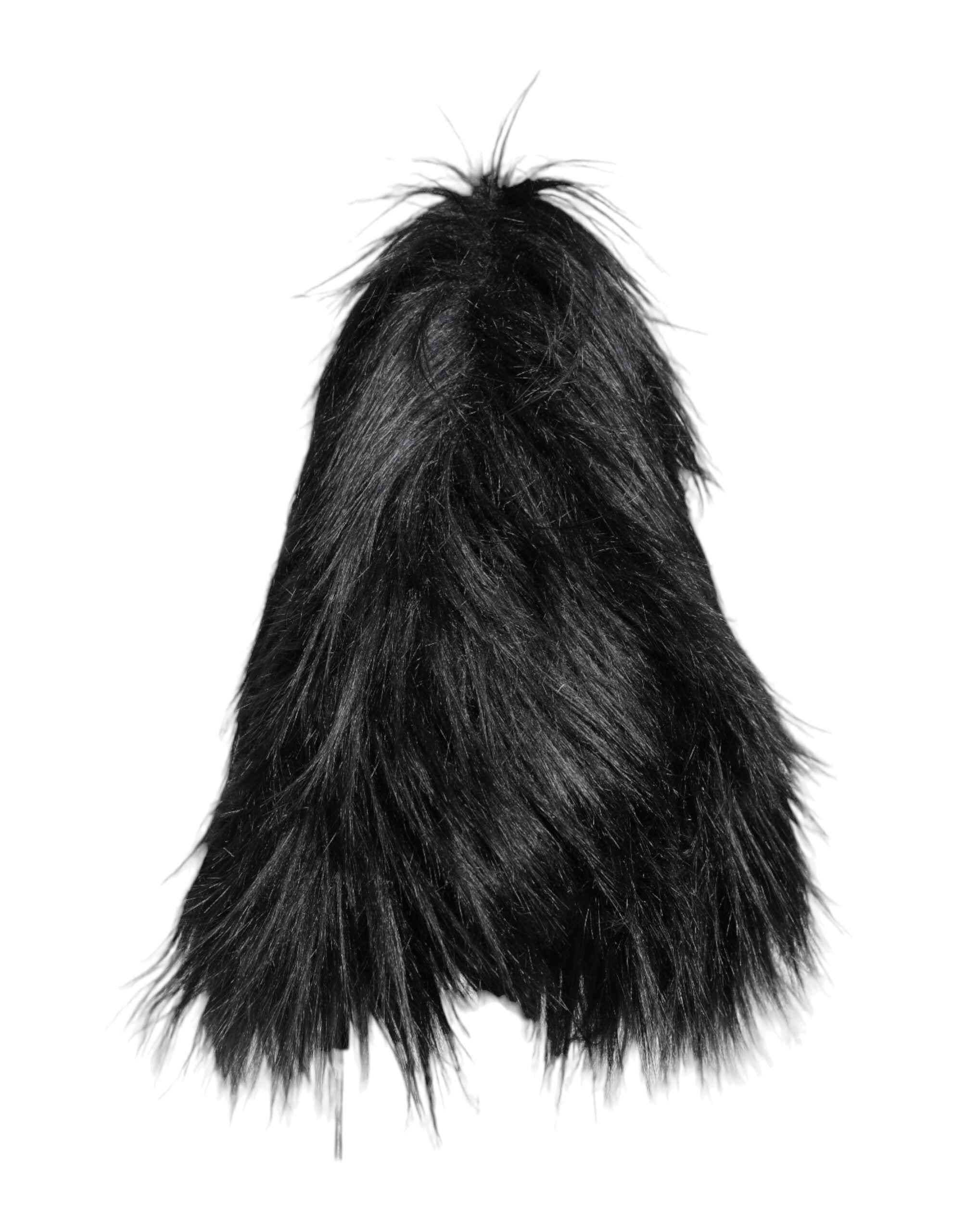 Dolce & Gabbana Black Acrylic Fur Womens Bucket Hat