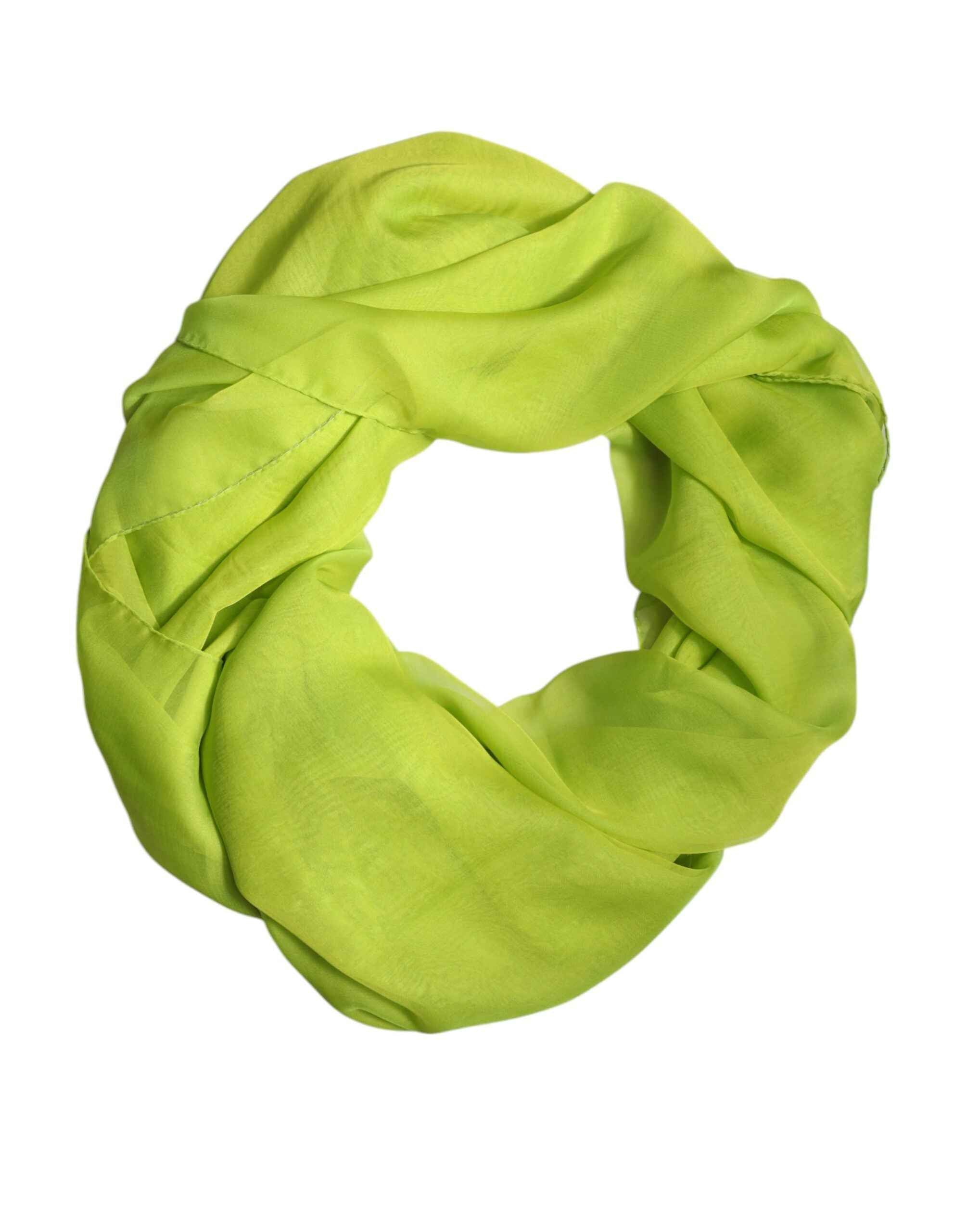 Dolce & Gabbana Green Silk Rectangle Wrap Shawl Neck Warmer Scarf