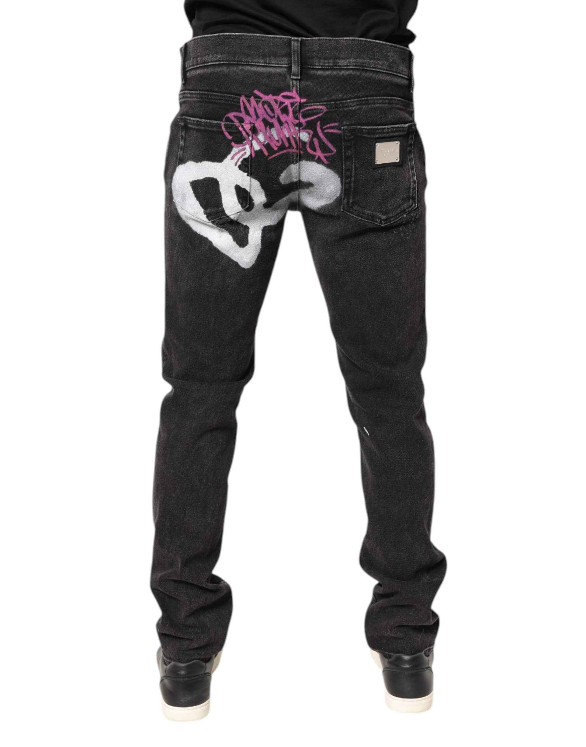 Dolce & Gabbana Gray Washed Cotton Skinny Denim Jeans