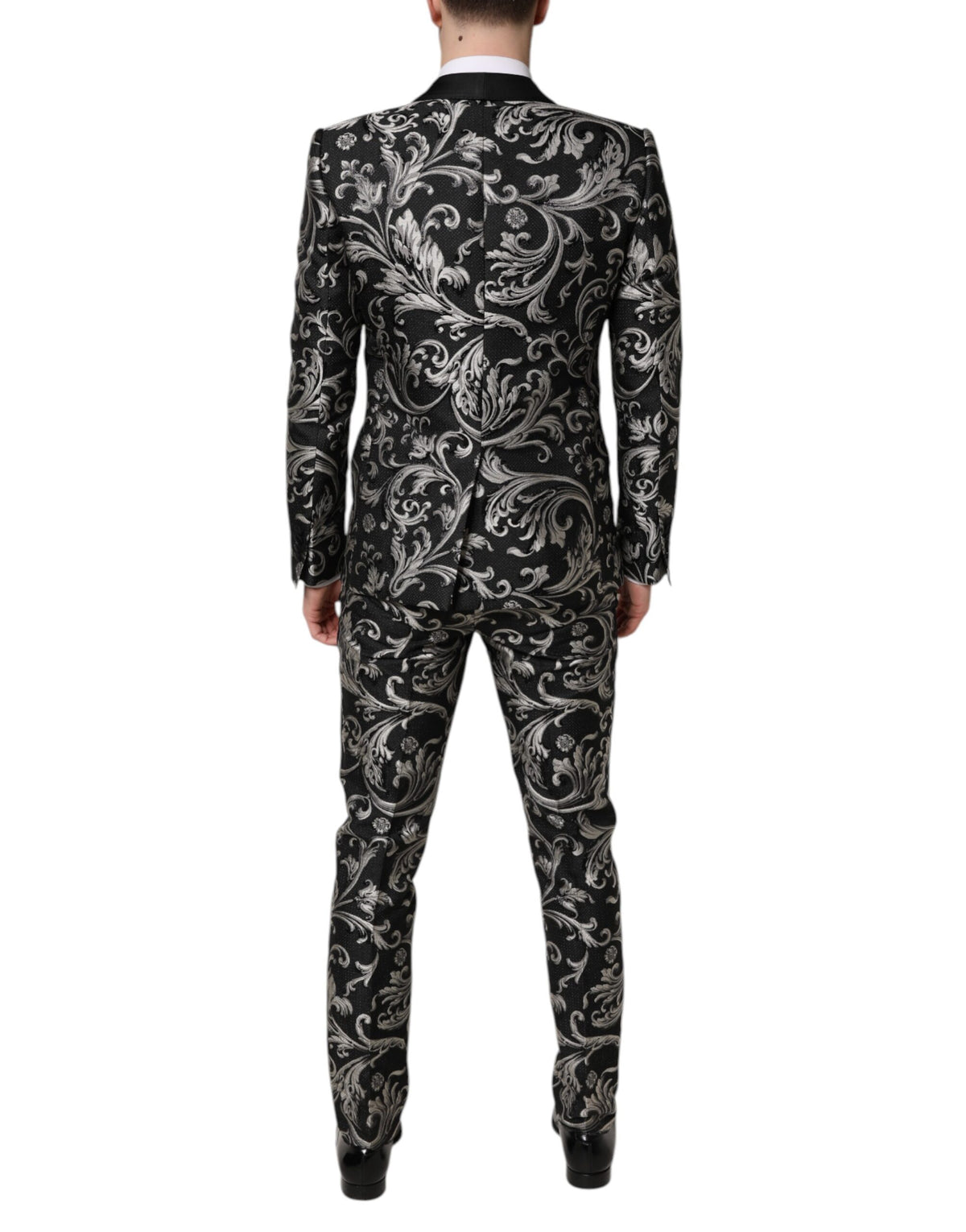 Dolce & Gabbana Dark Gray MARTINI Jacquard Men 3 Piece Suit