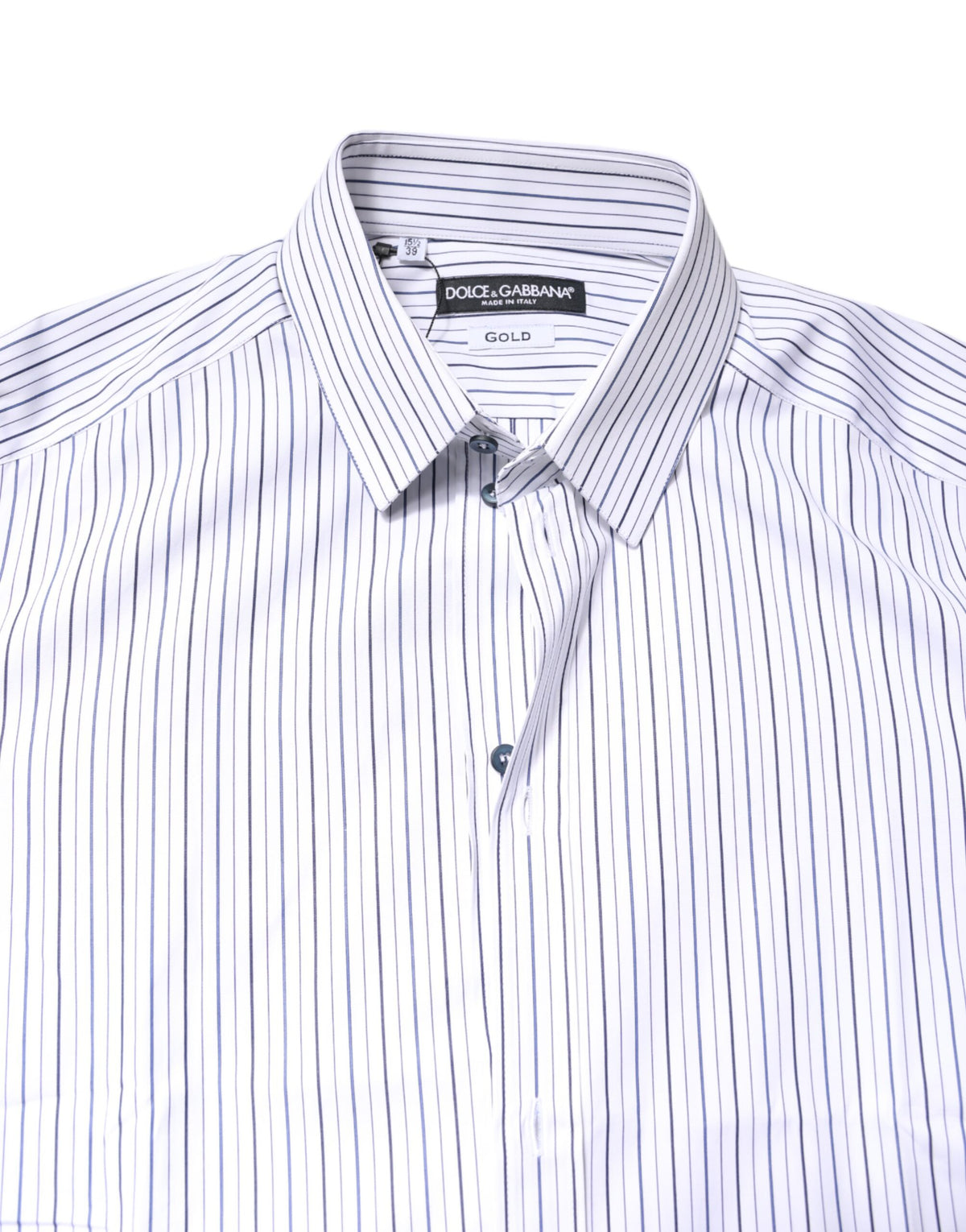 Dolce & Gabbana White Stripes GOLD Cotton Formal Shirt