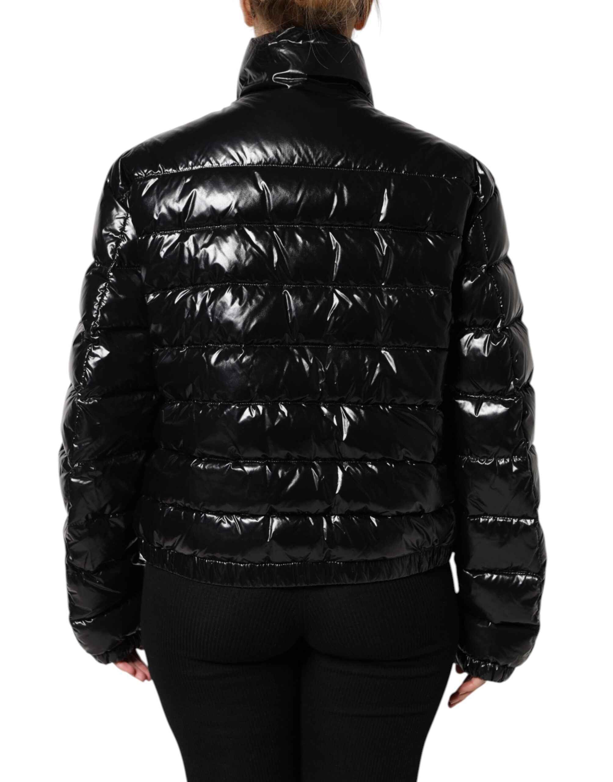 Dolce & Gabbana Black Logo Plaque Full Zip Puffer Jacket