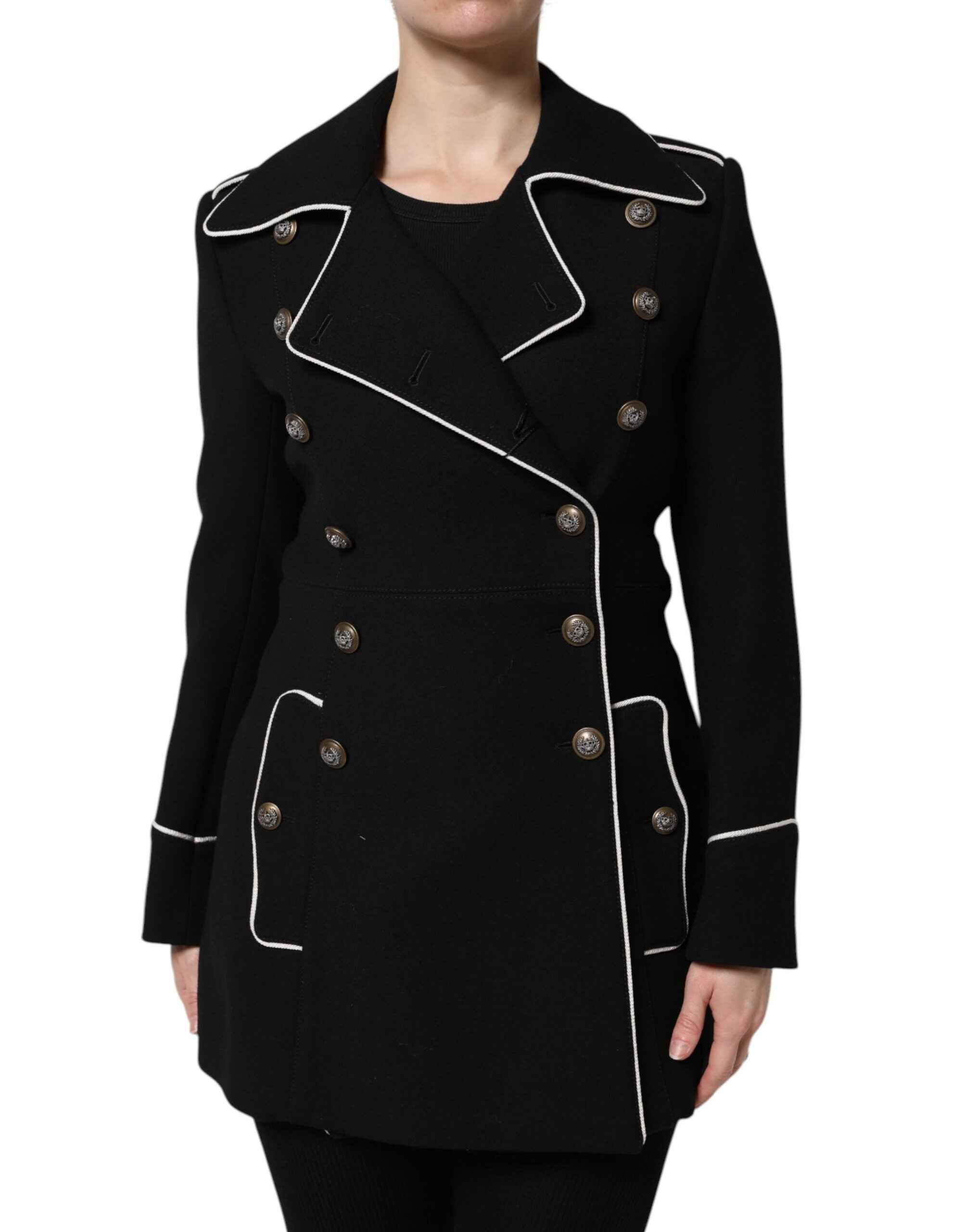 Dolce & Gabbana Black Wool Double Breasted Blazer Jacket
