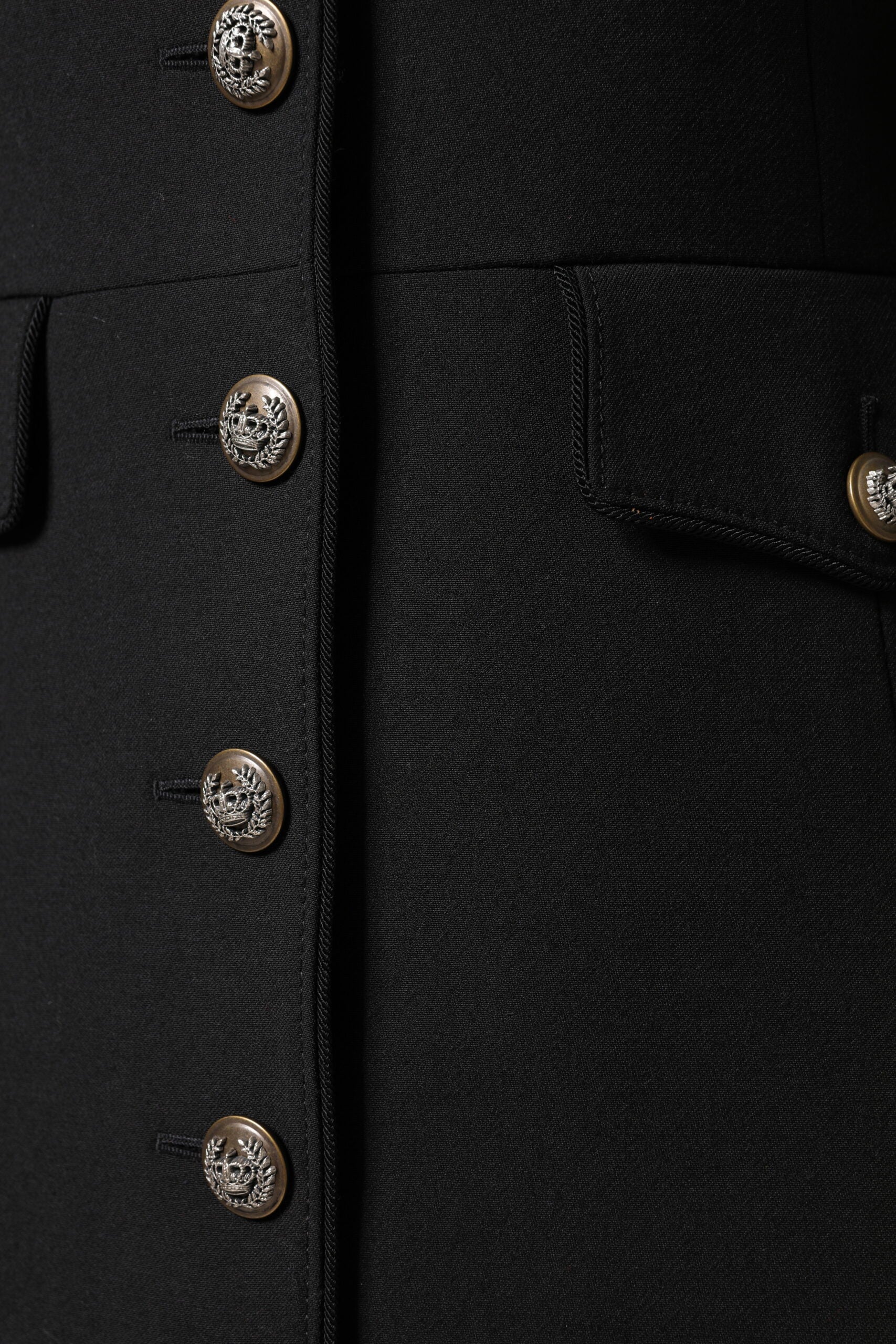 Dolce & Gabbana Black Wool Single Breasted Trench Coat Jacket
