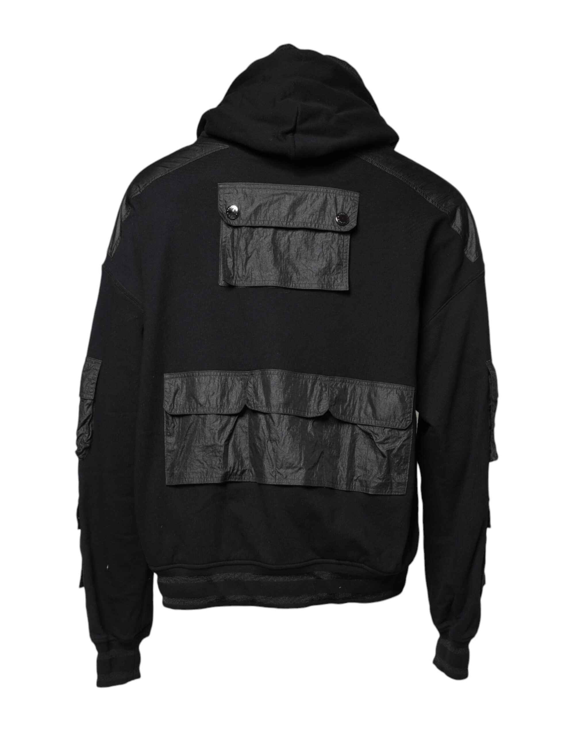 Dolce & Gabbana Black Cotton Hooded Sweatshirt Sweater
