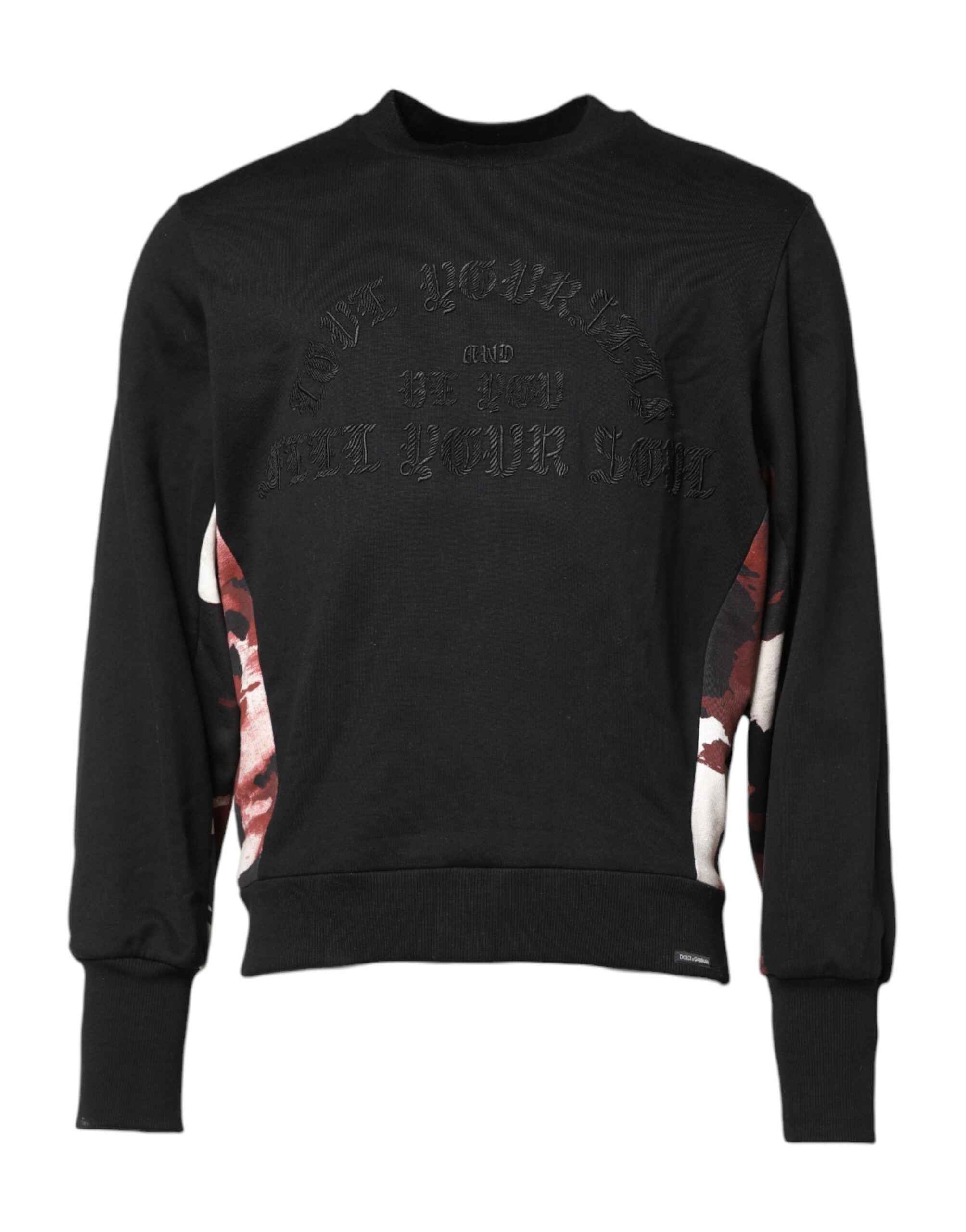 Dolce & Gabbana Black Embroidered Crew Neck Pullover Sweater