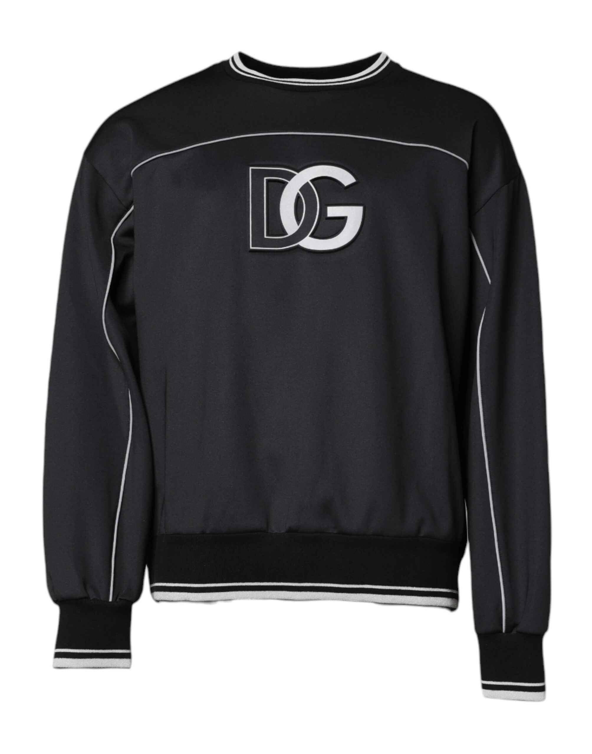 Dolce & Gabbana Black Logo Polyester Crew Neck Men Pullover Sweater