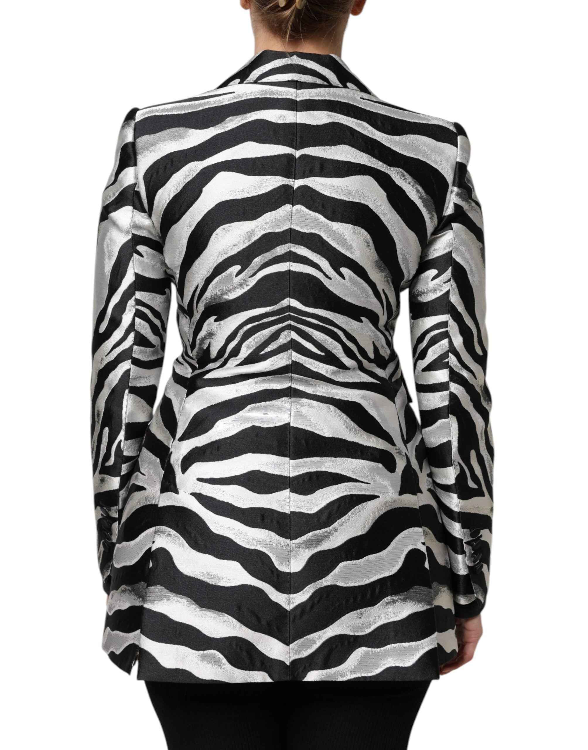 Dolce & Gabbana Black Silver Polyester Women Blazer Jacket