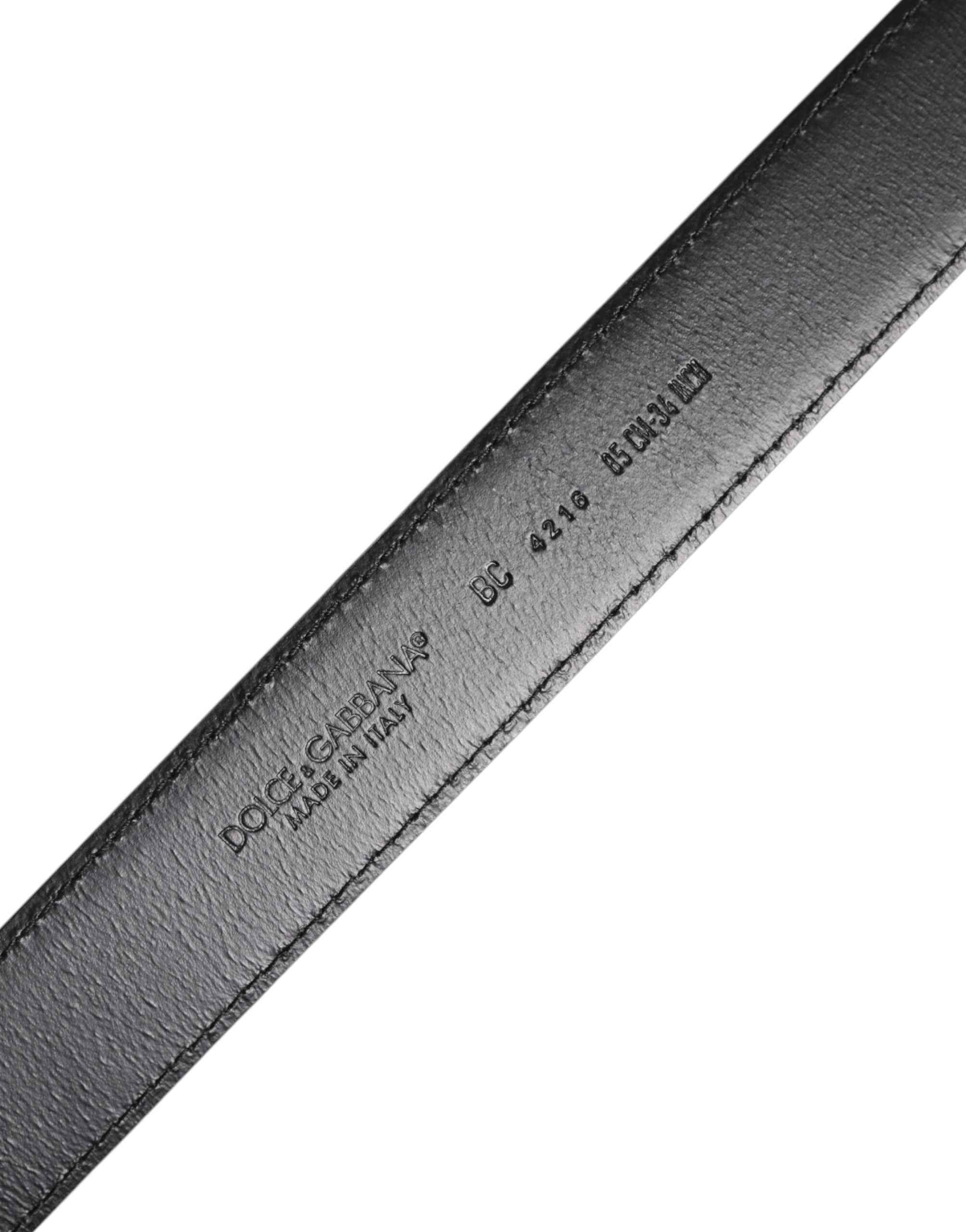Dolce & Gabbana Brown Classic Calf Leather Silver Buckle Belt
