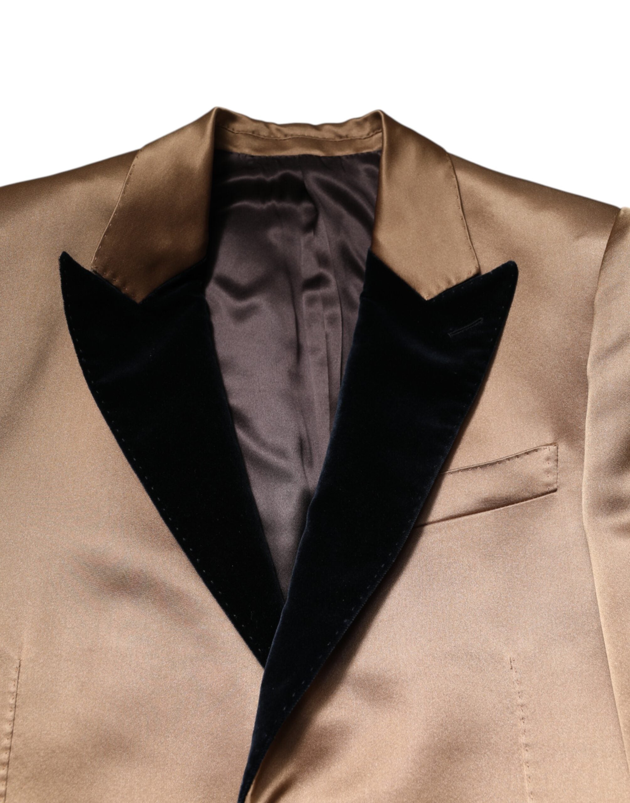 Dolce & Gabbana Brown Silk Single Breasted Trench Coat Jacket