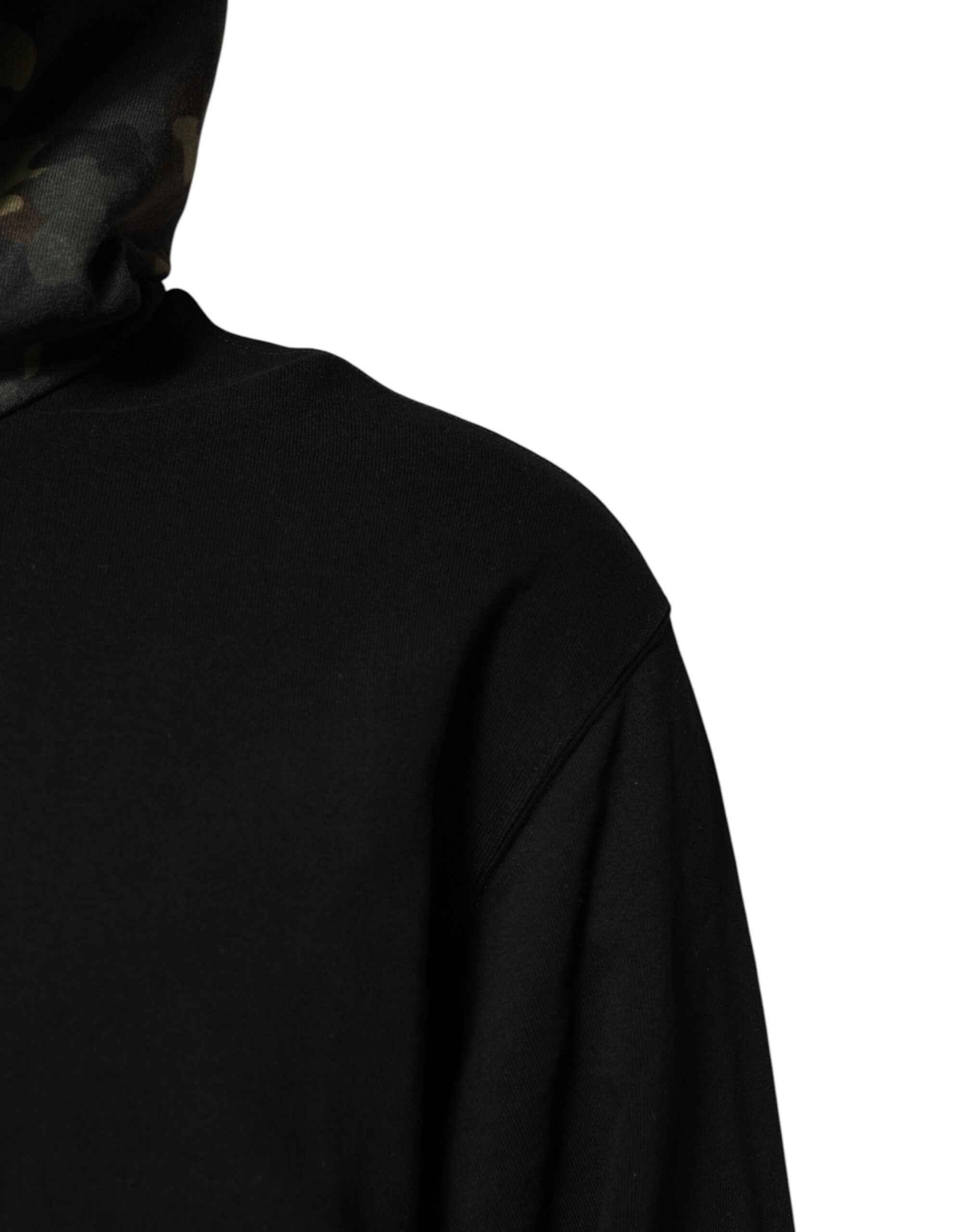 Dolce & Gabbana Black Camouflage Hooded Sweatshirt Sweater
