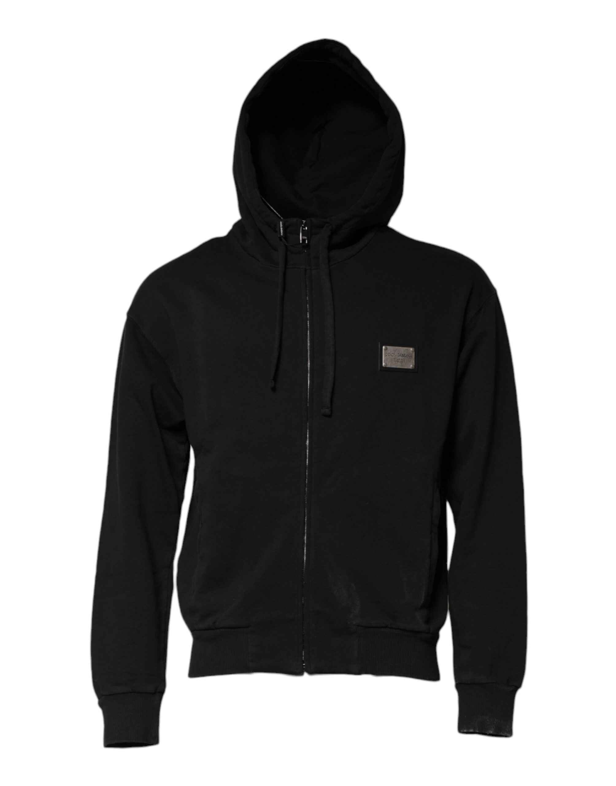 Dolce & Gabbana Black Logo Full Zip Hooded Men Sweatshirt Sweater