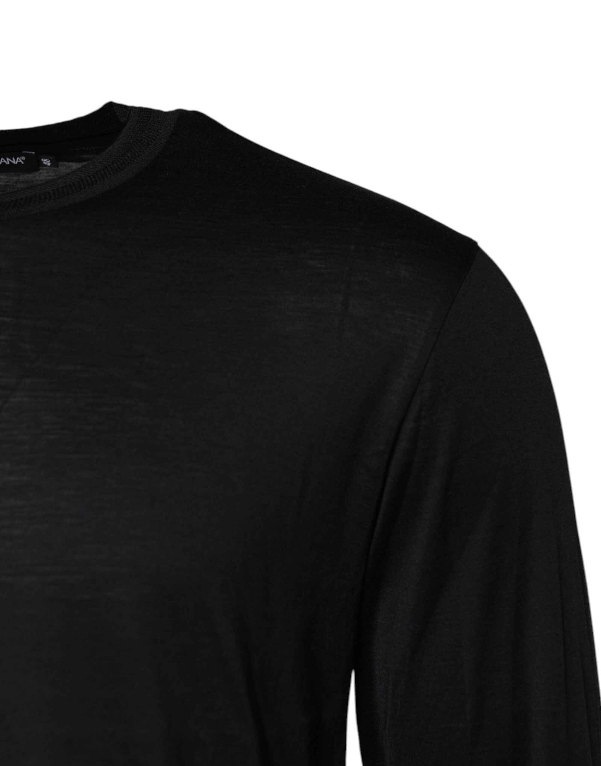Dolce & Gabbana Dark Blue Silk Crew Neck Men Pullover Sweater