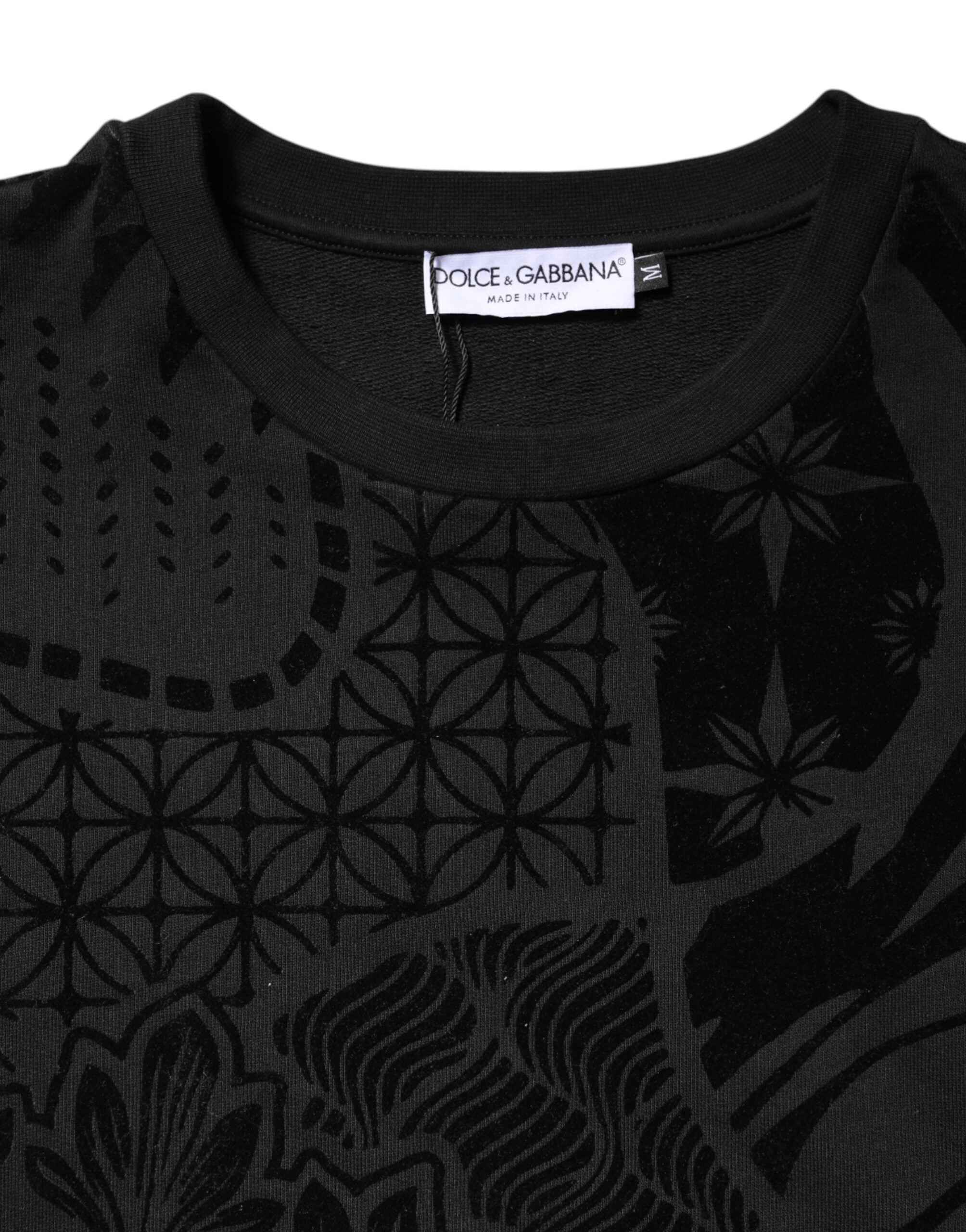 Dolce & Gabbana Black Printed Crew Neck Sweatshirt Sweater