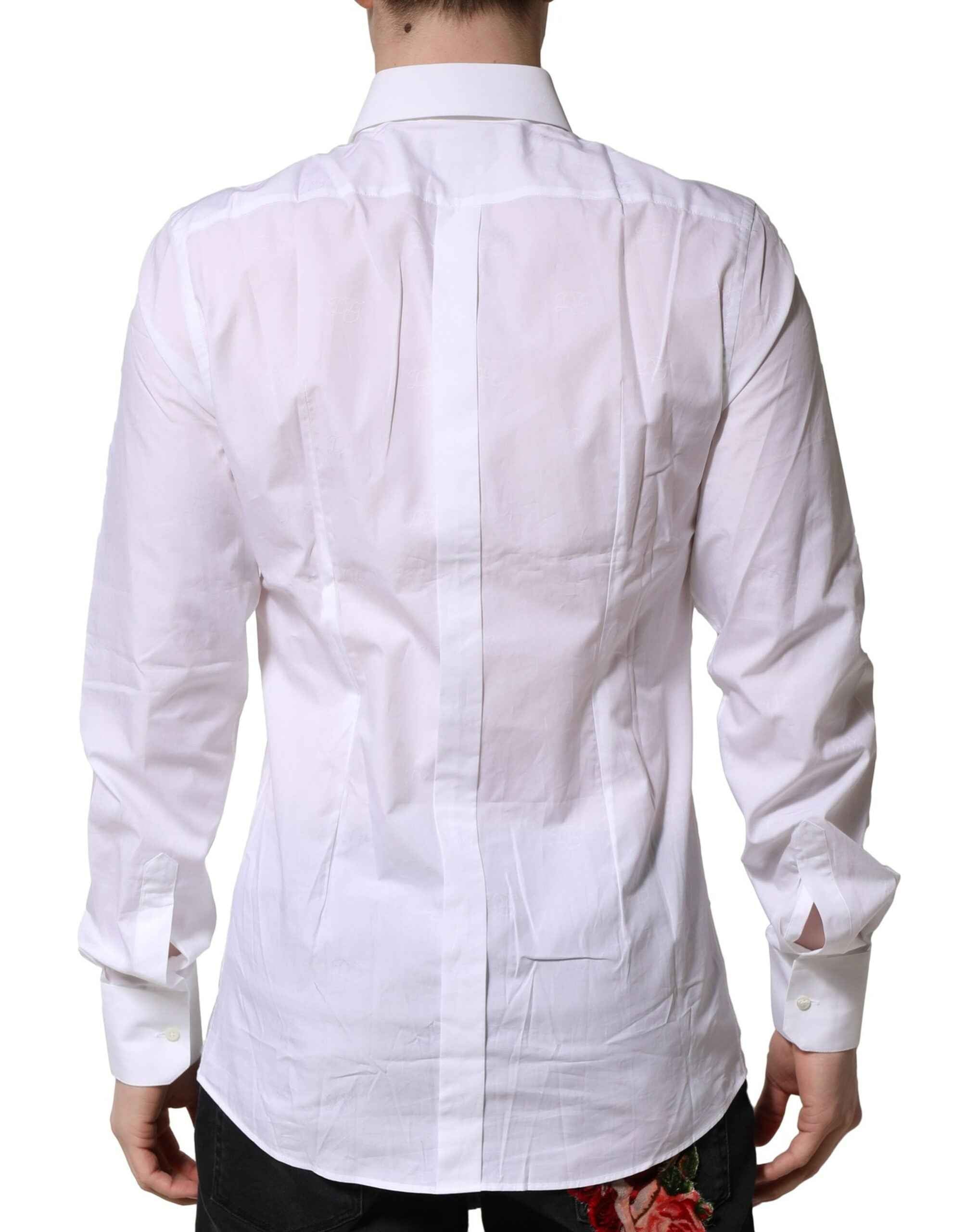 Dolce & Gabbana White GOLD Long Sleeves Dress Formal Shirt