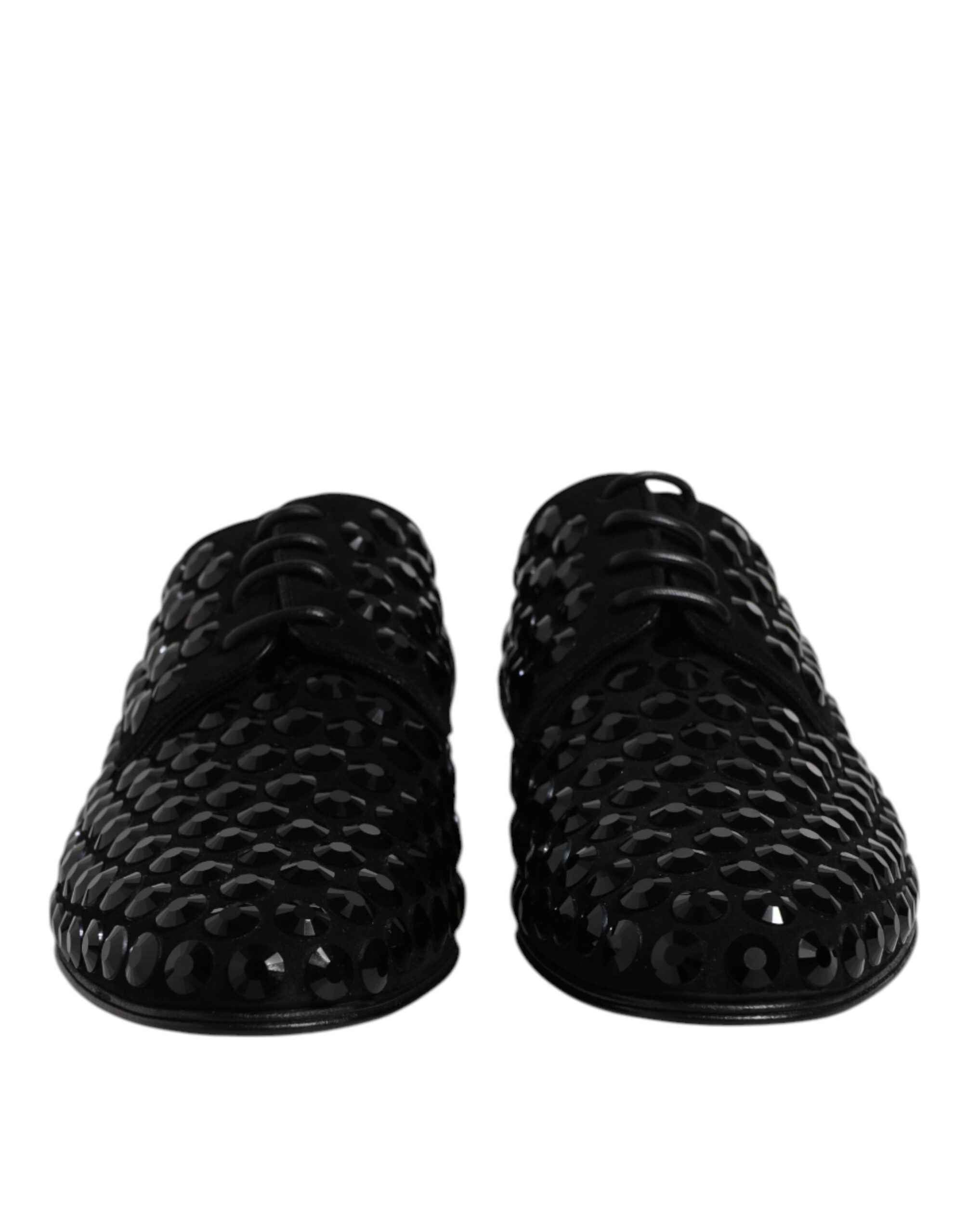 Dolce & Gabbana Black Suede Strass Derby Formal Shoes