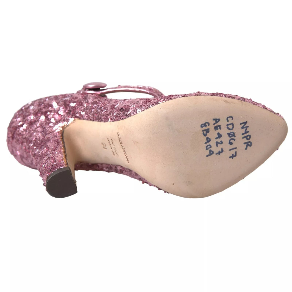 Dolce & Gabbana Pink Sequin Mary Jane Pumps High Heels Shoes