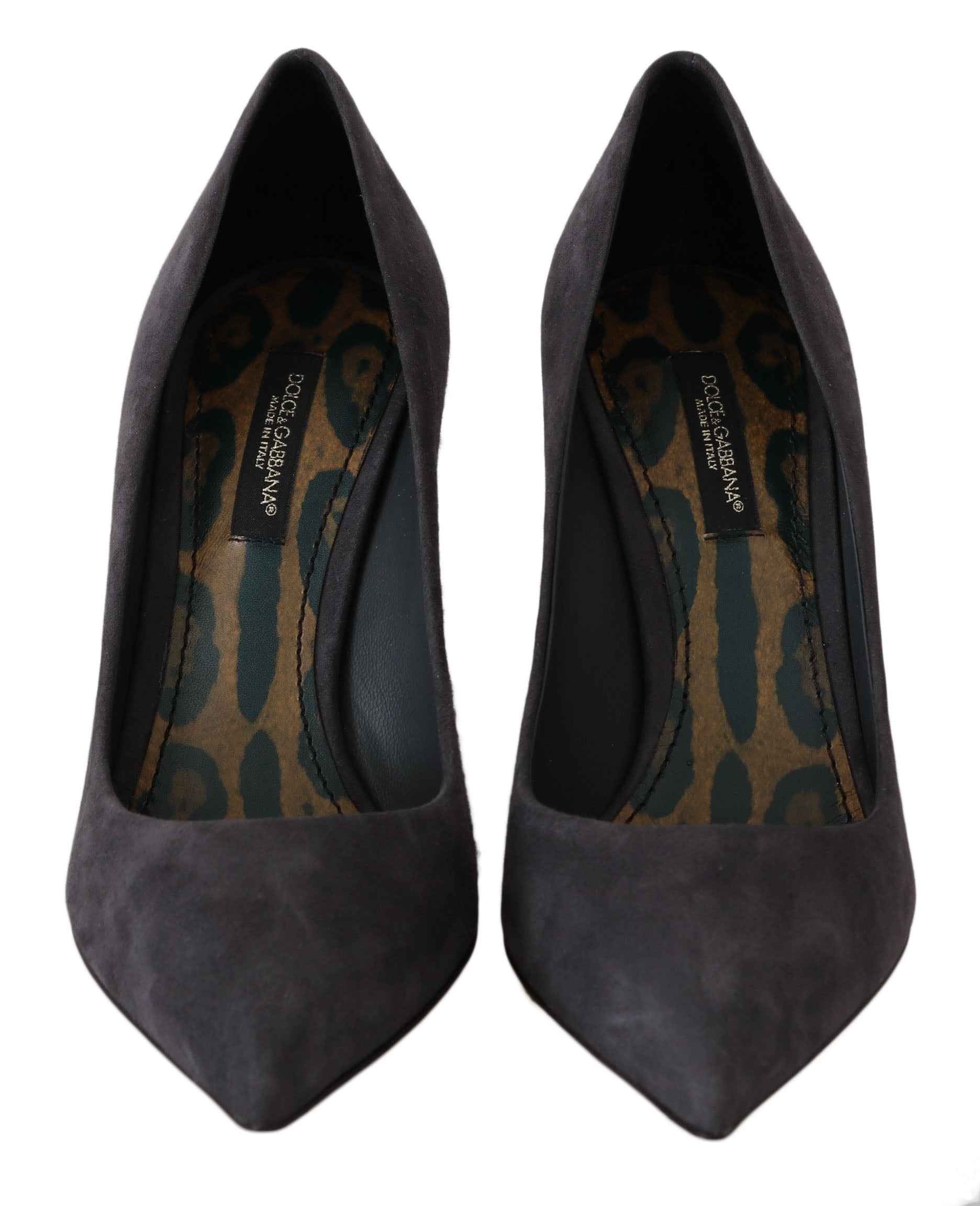 Dolce & Gabbana Gray Suede Leather Stiletto Shoes Heels