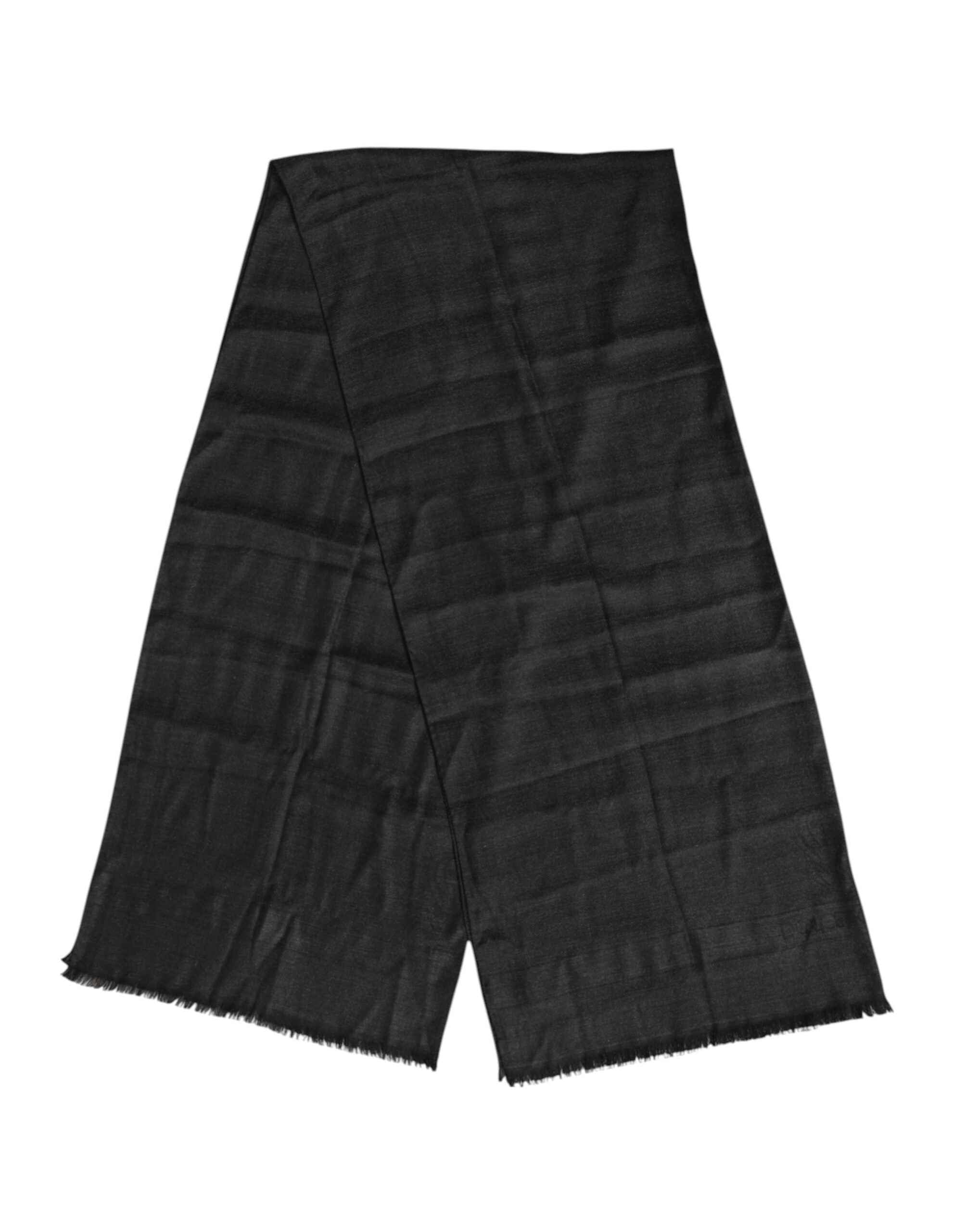 Dolce & Gabbana Dark Gray Cashmere Fringes Neck Warmer Scarf