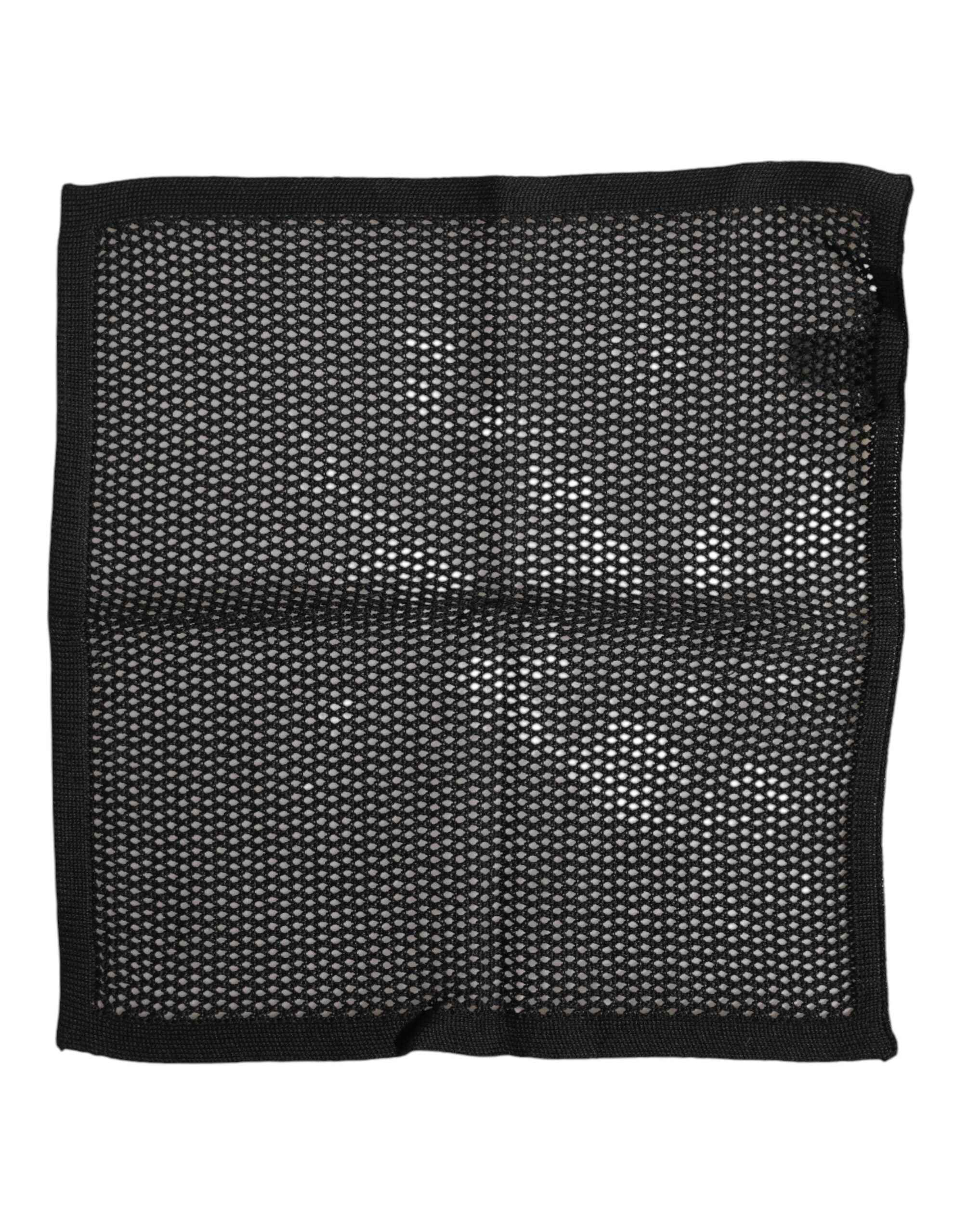 Dolce & Gabbana Black Patterned Cotton Square Foulard Scarf
