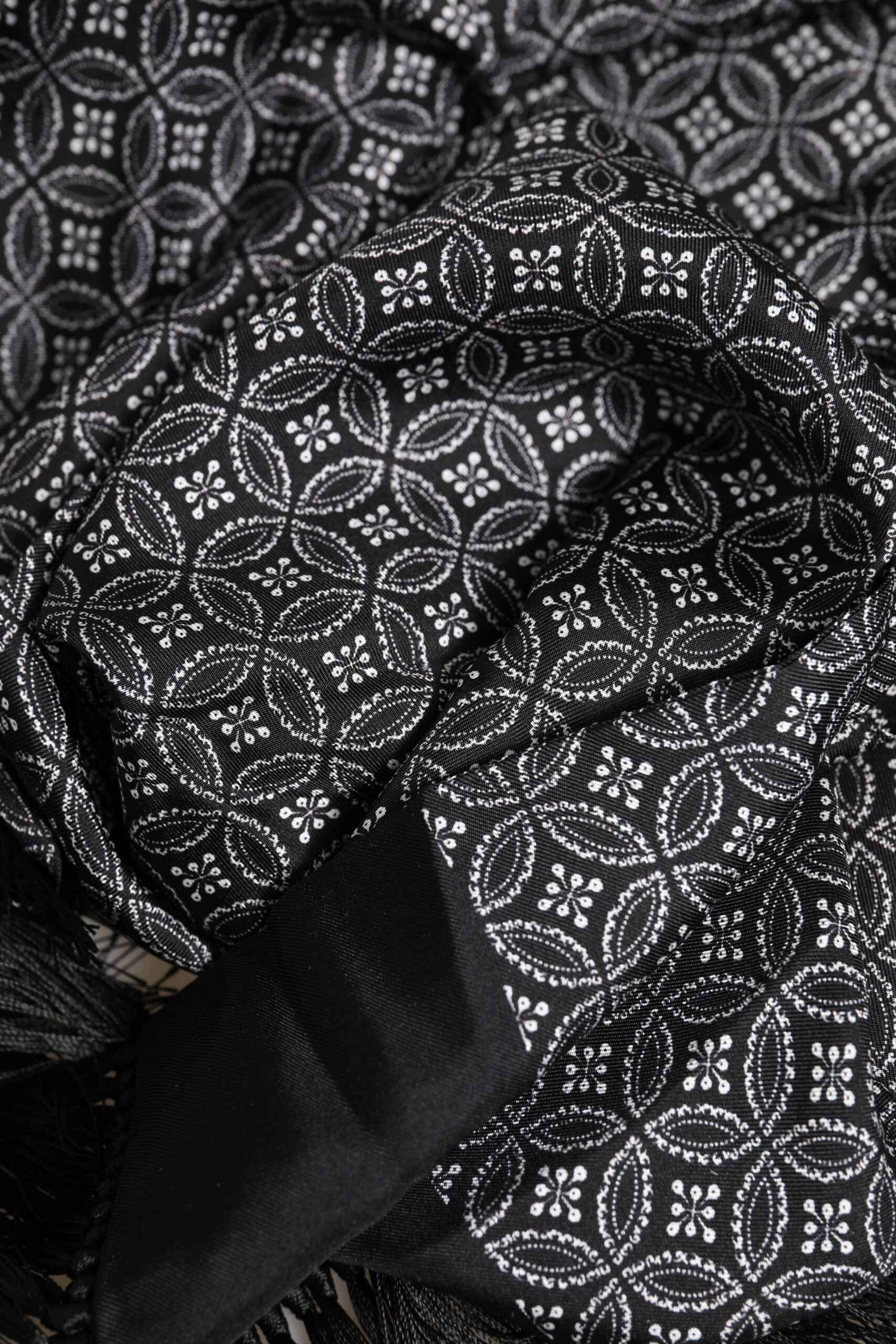 Dolce & Gabbana Black Patterned Fringes Men Foulard Scarf