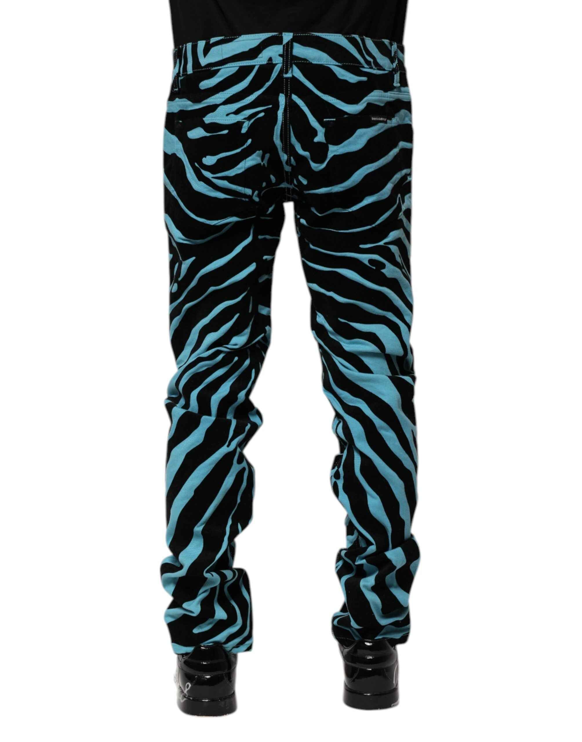 Dolce & Gabbana Blue Black Stripes Skinny Denim Jeans
