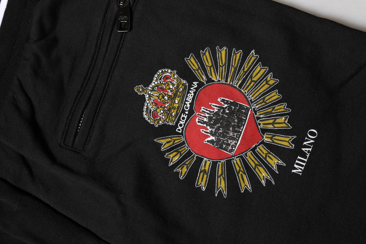 Dolce & Gabbana Black Cotton Mid Waist Jogger Pants
